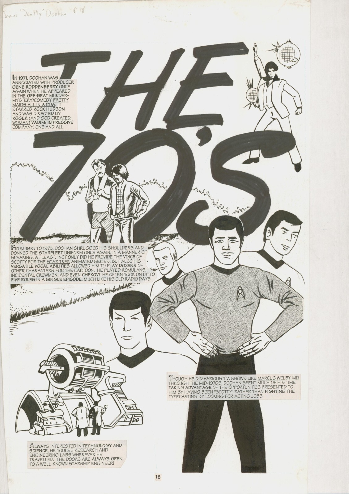 Personality Comic James Doohan Star Trek Original Art 1970 Animated Series Spock