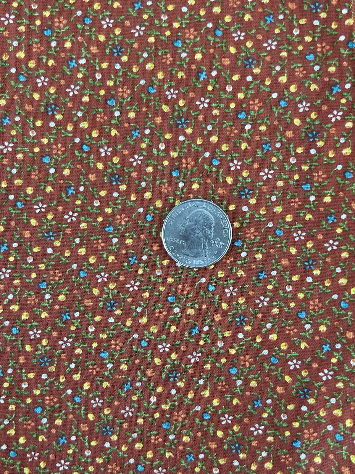 Vintage Petite Floral Fabric Piece Cotton Red Blue Hearts 22