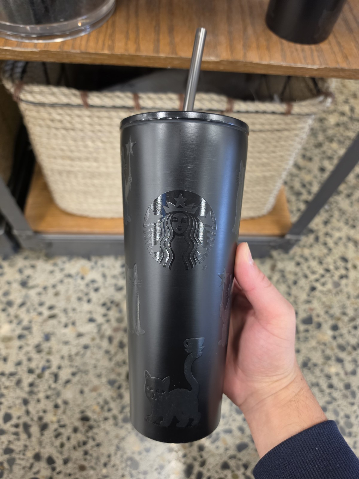 Starbucks 2026 Black Cat Stainless Steel Cold Cup 23oz GLOWS IN THE DARK