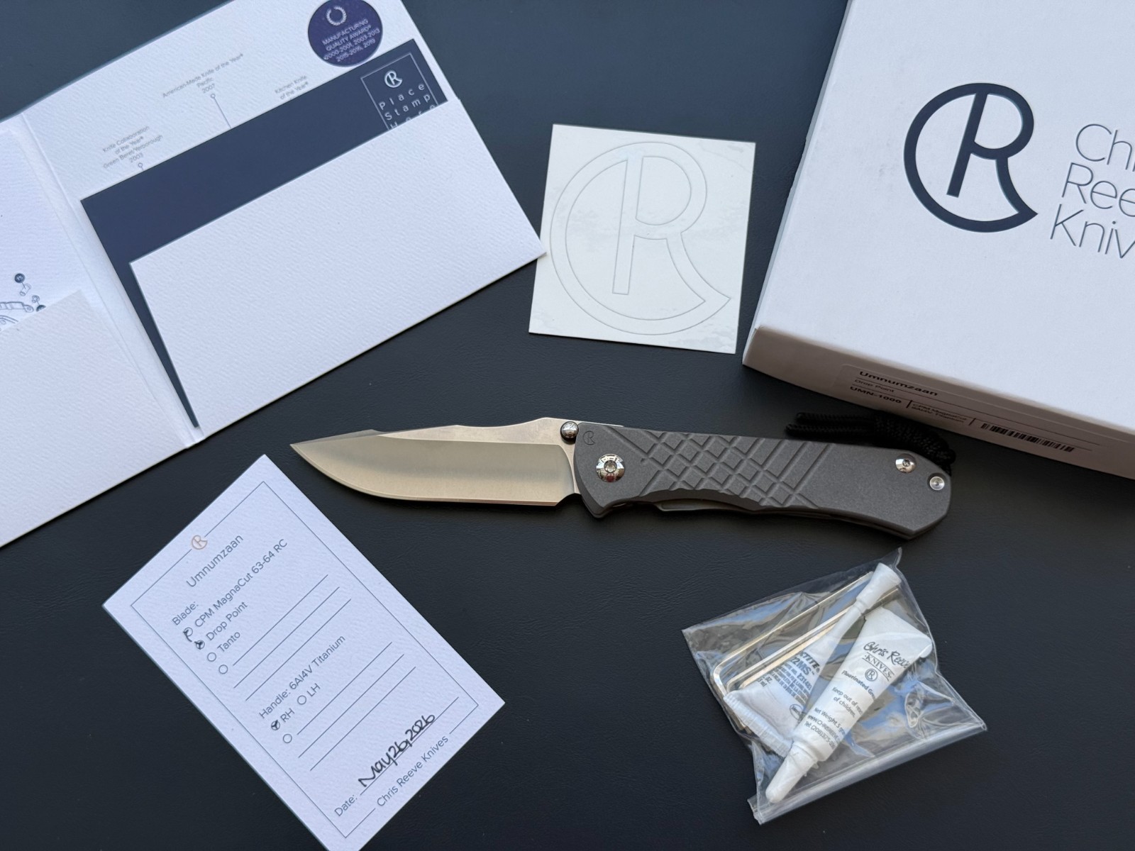 Chris Reeve Umnumzaan Drop Point MagnaCut Sandblasted Titanium CRK Knife ZAAN