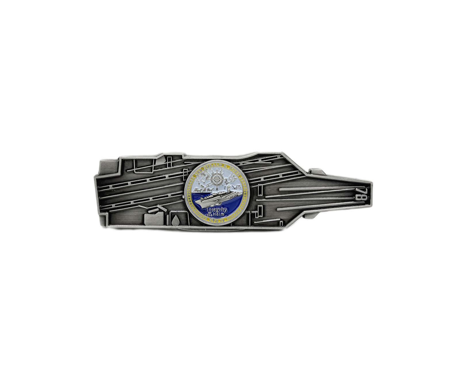 USS Gerald R. Ford (CVN-78)  Challenge Coin - US Navy Carrier Shape
