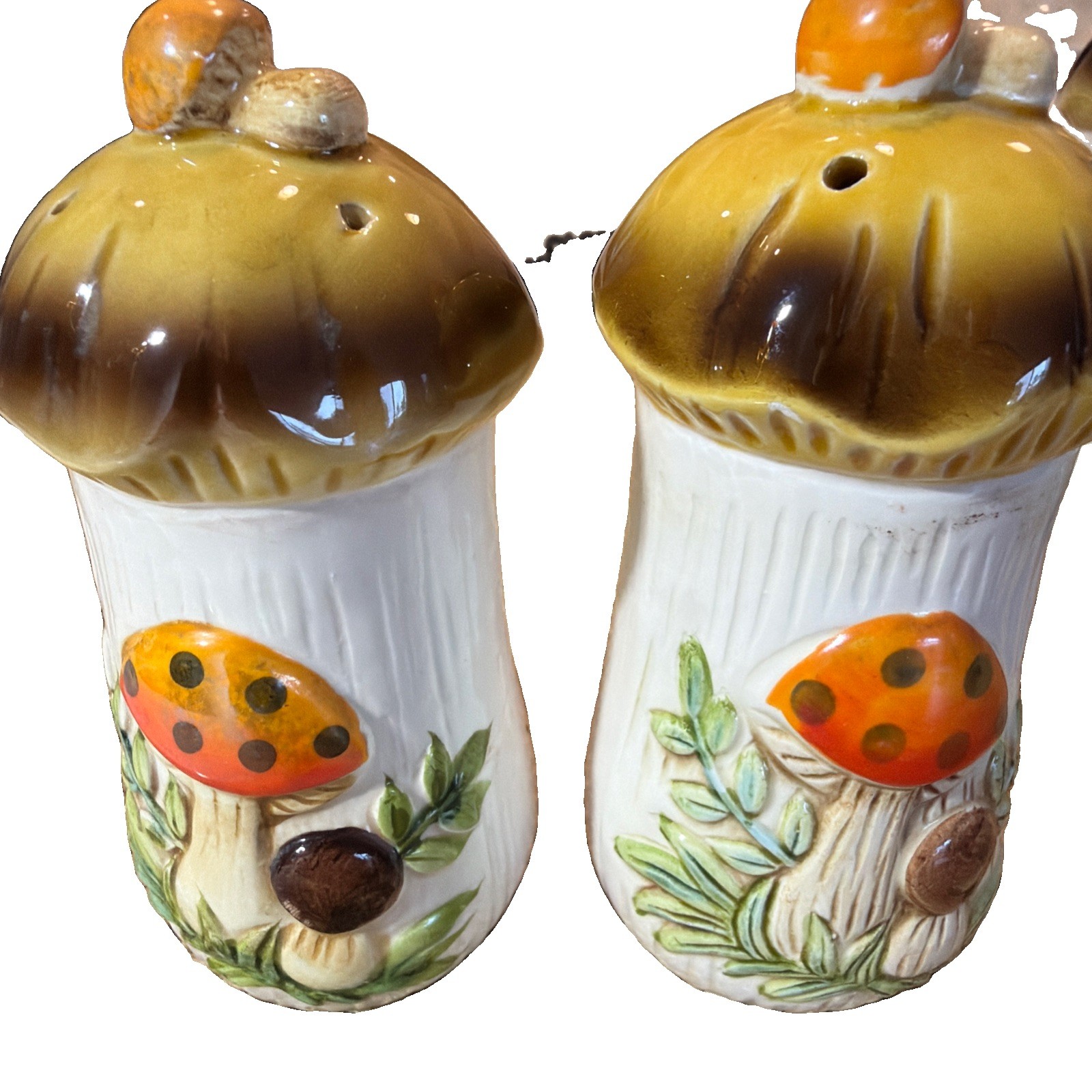 Vintage Sears Merry Mushroom Salt Pepper Shakers Japan Ceramic 1970s Pair