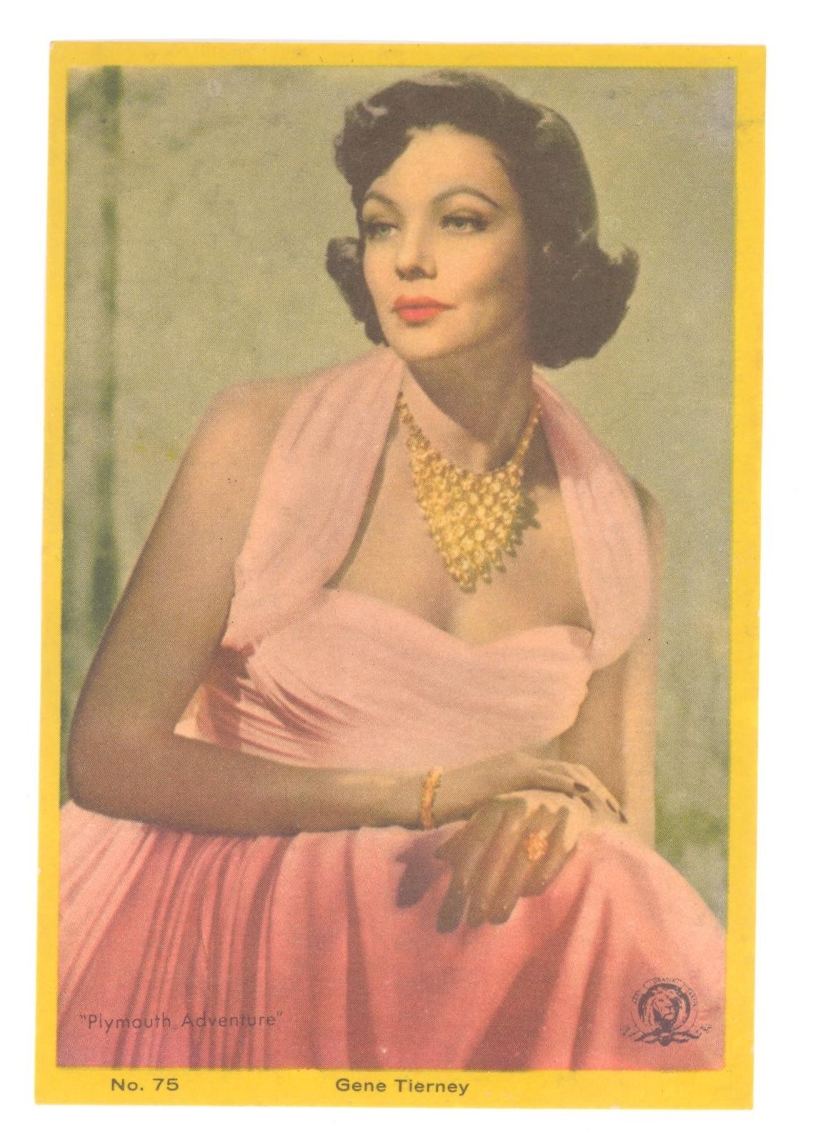 1959 Gene Tierney No. 75 Vintage Hollywood Movie Star Actress MGM Trading Card
