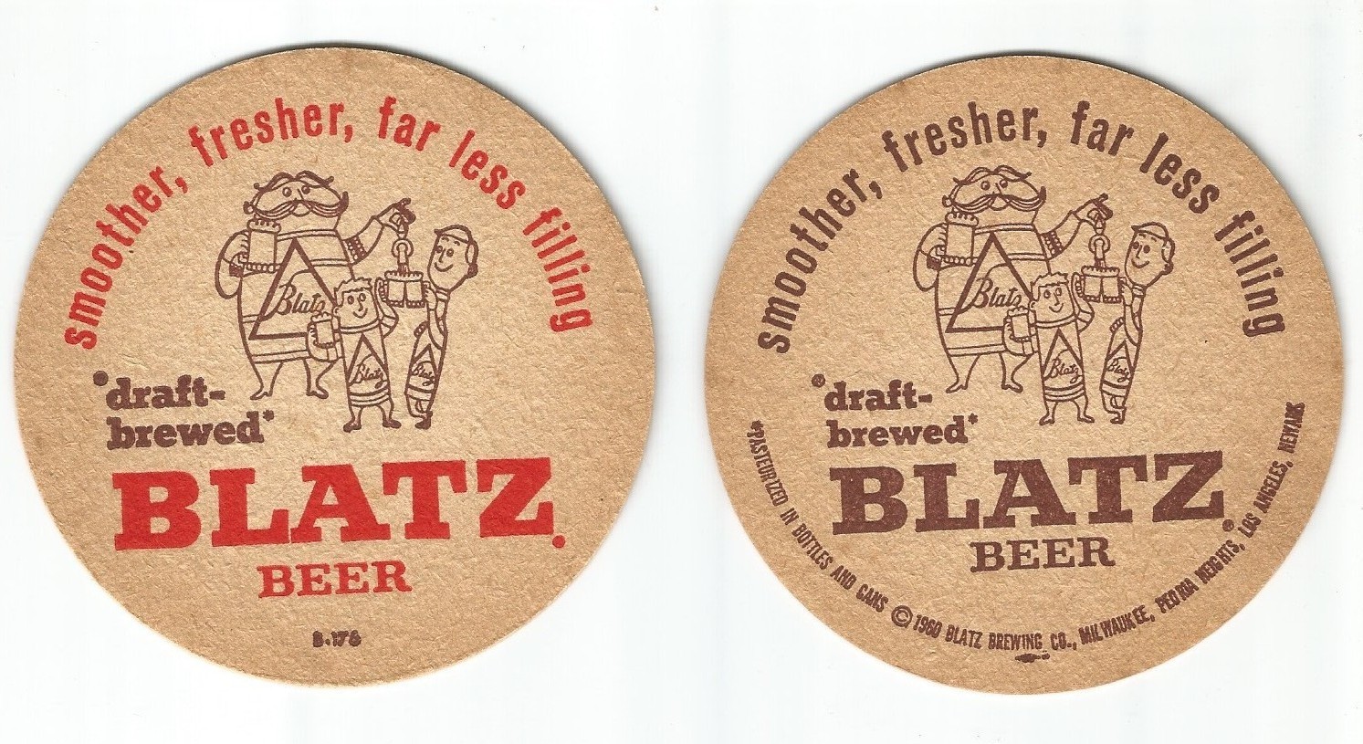 1950\'a  Lot Of old Blatz Beer coasters Draft Brewed Smoother Blatz of Milwaukee