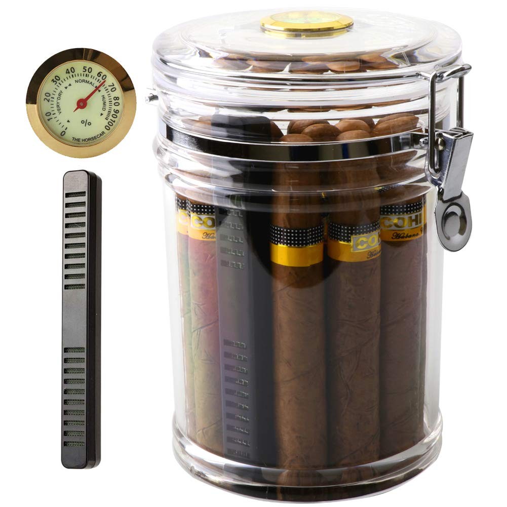 Acrylic Cigar Humidor with Humidifier and Hygrometer for Cigars Tobacco Storage