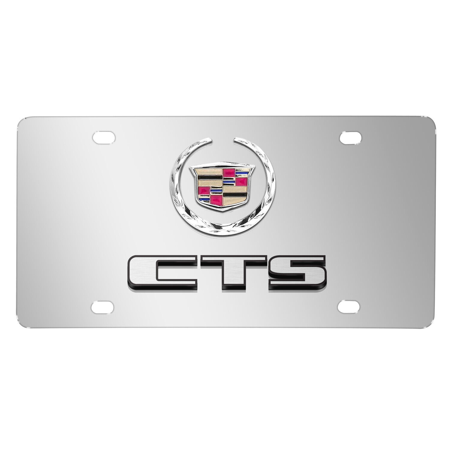 Cadillac CTS Dual 3D Logo Mirror Chrome Stainless Steel License Plate