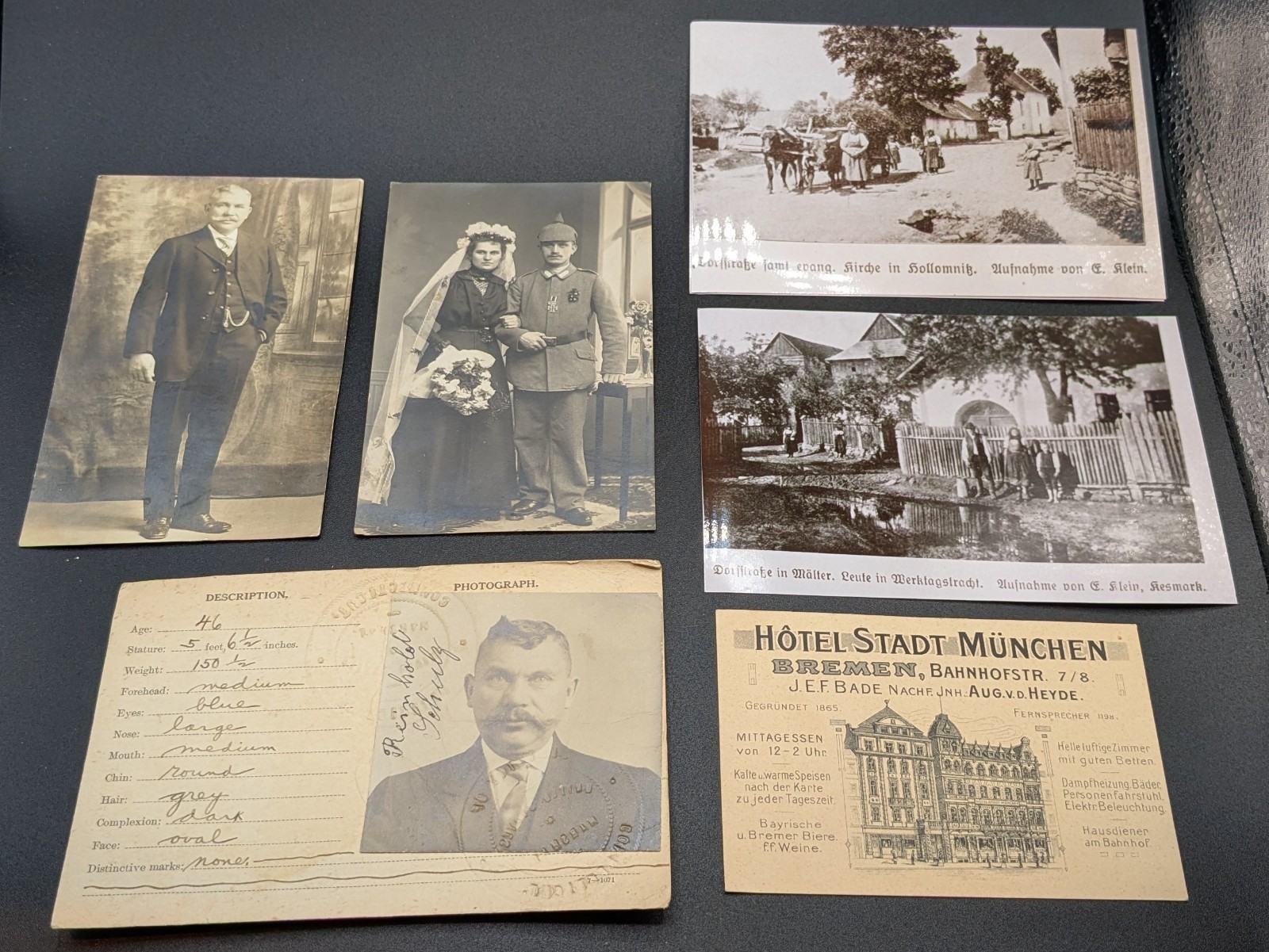 Vintage 1917 WWI German American Registration ID Photo Card Archive Connecticut