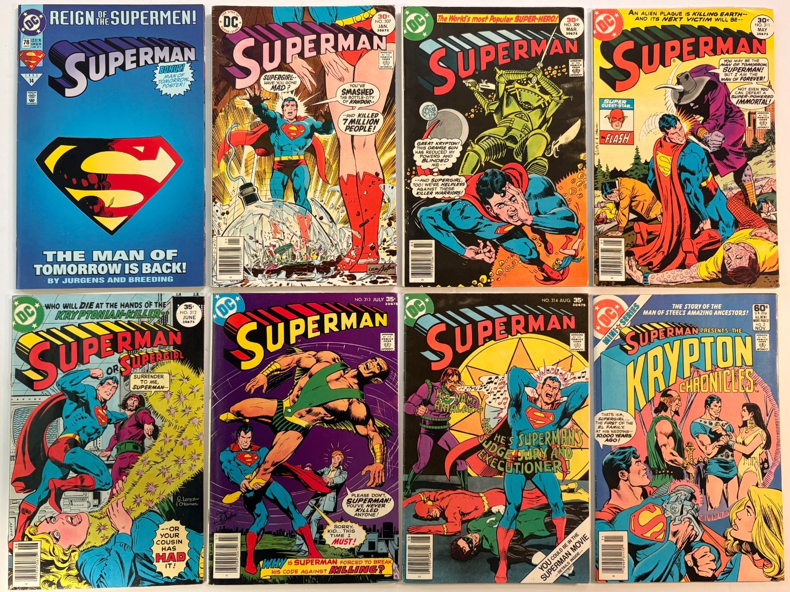 Superman Comic Lot #78 #307 #309 #311 #312 #313 #314 + Krypton Chronicles