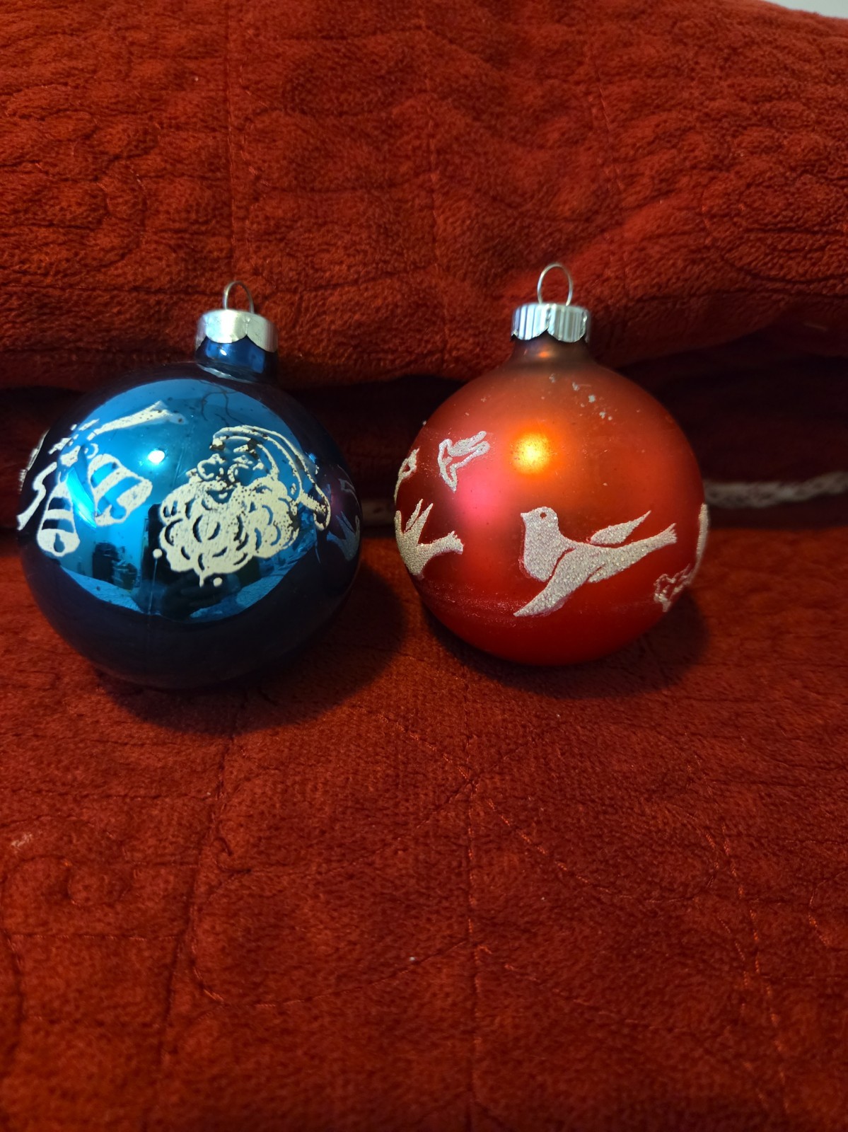 2 Vintage Mercury Glass Christmas Ornaments Stencil - 1 Is Shiny Brite