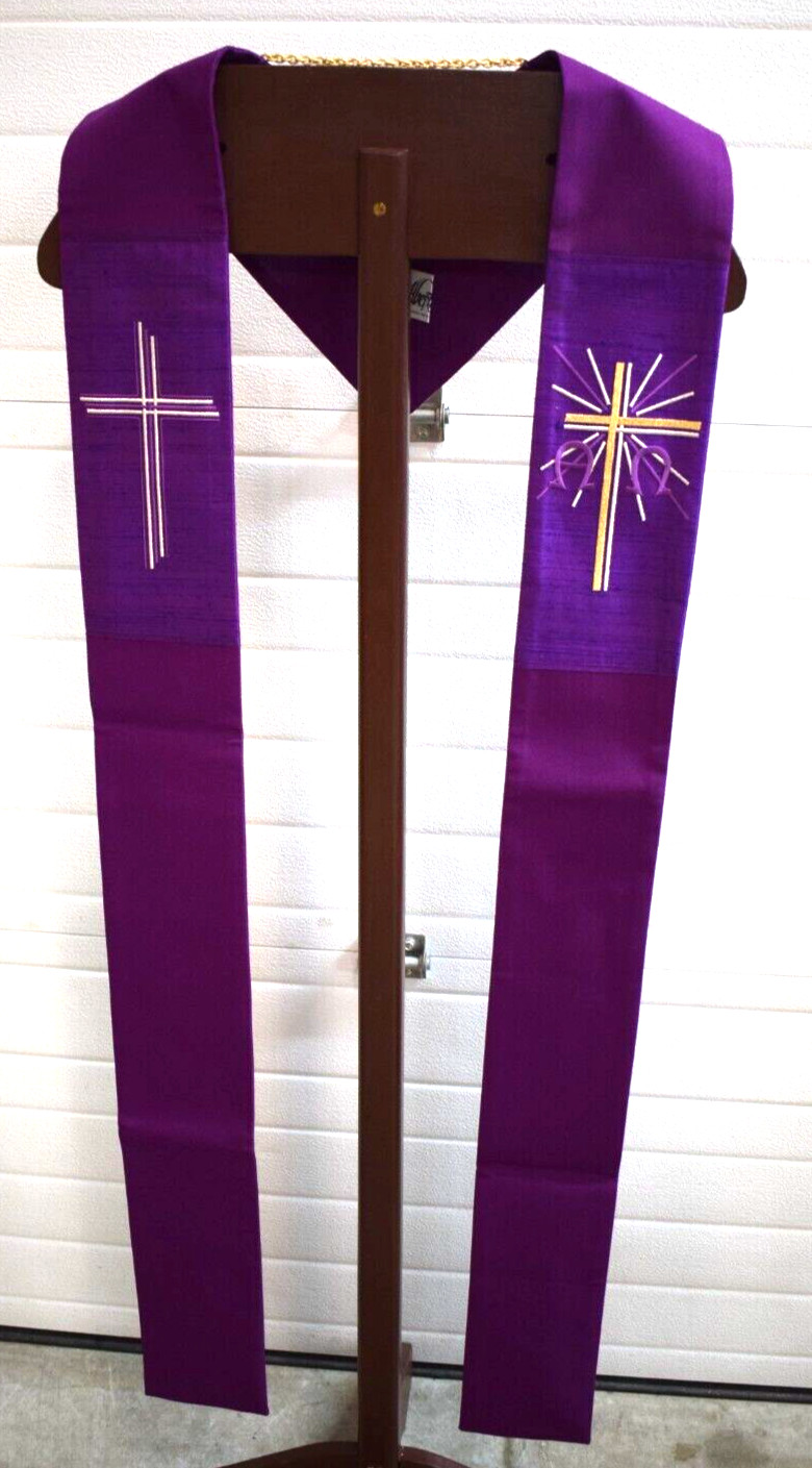Beautiful Purple Stole by Alberta Celle, Italy. Very Clean (CU1538) Vestment Co.