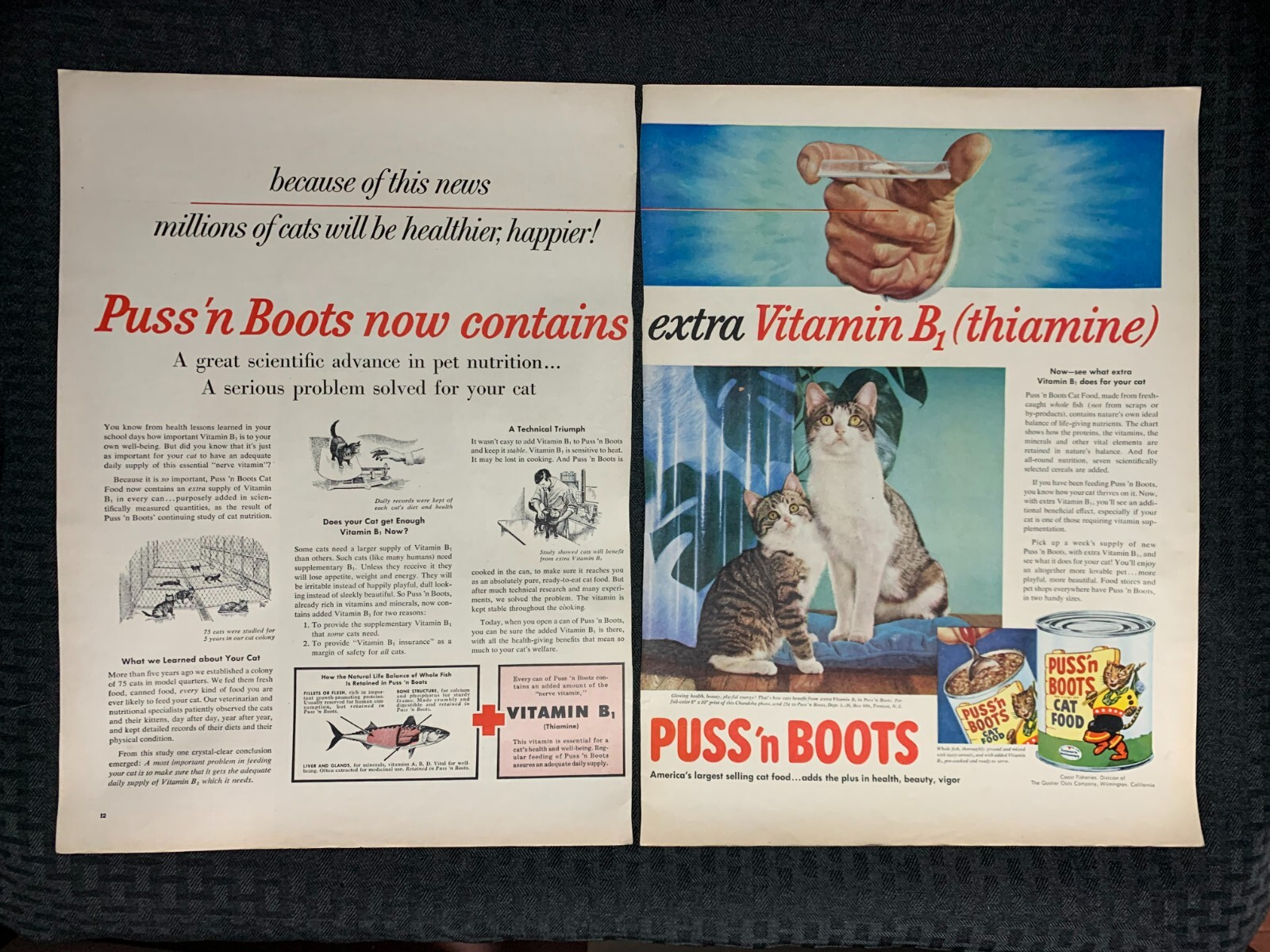 1956 PUSS \'N BOOTS CAT FOOD 11x14\