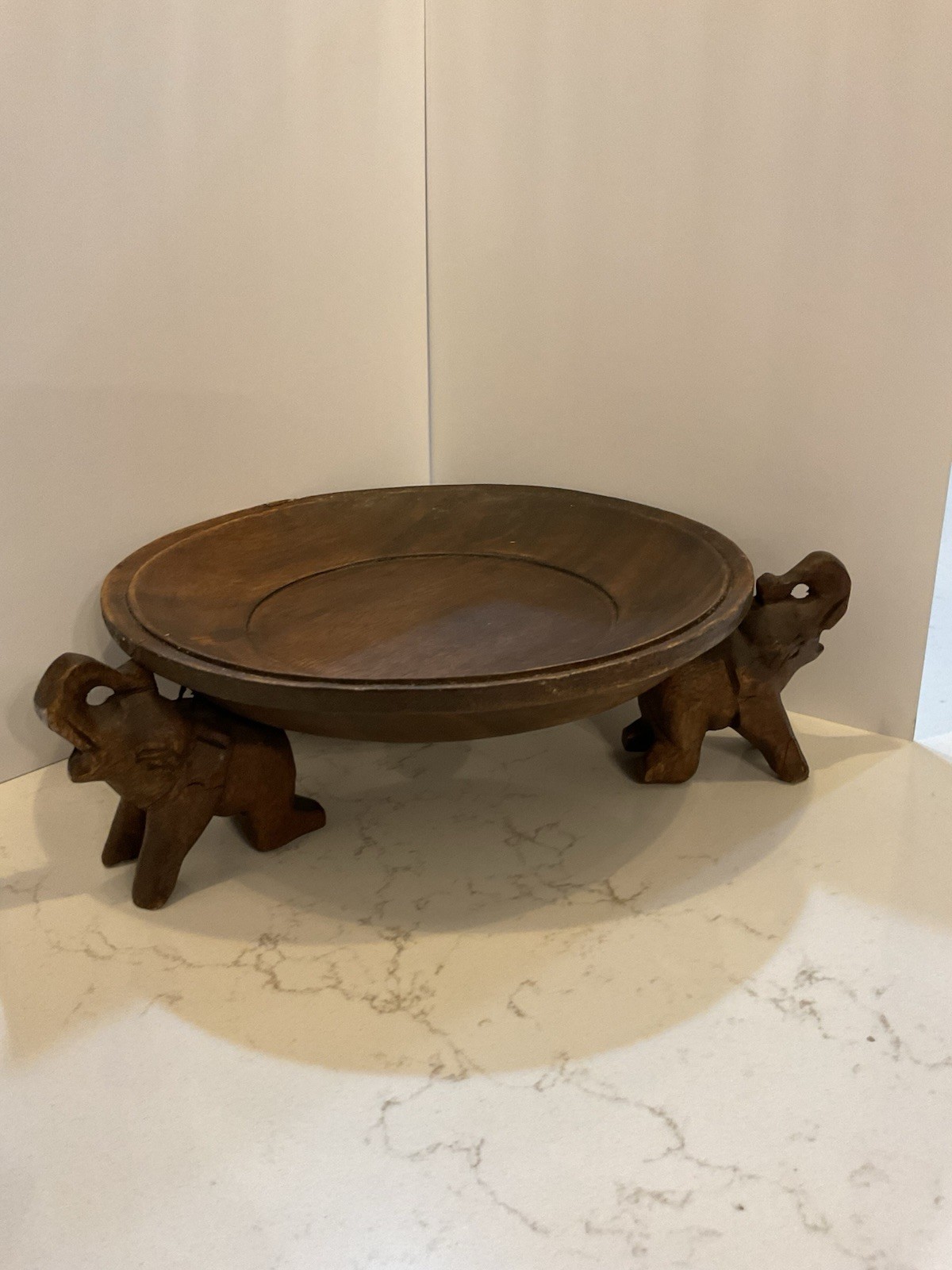 Thai Handcrafted Wooden Elephant Tray Thai Style Decorated