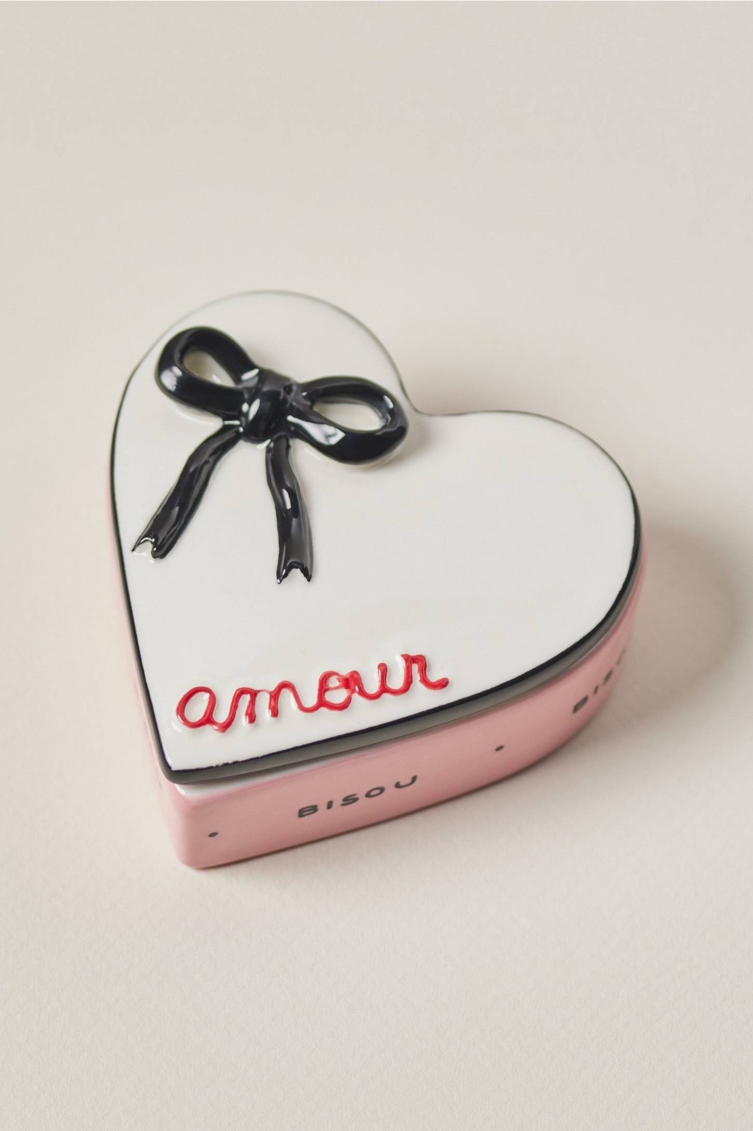 New Anthropologie Amour Ceramic Heart Trinket Box
