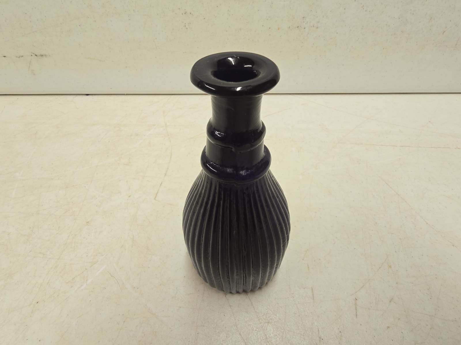 Antique EAPG Boston & Sandwich 3 Mold Amethyst Glass Ribbed Toilet Water Bottle