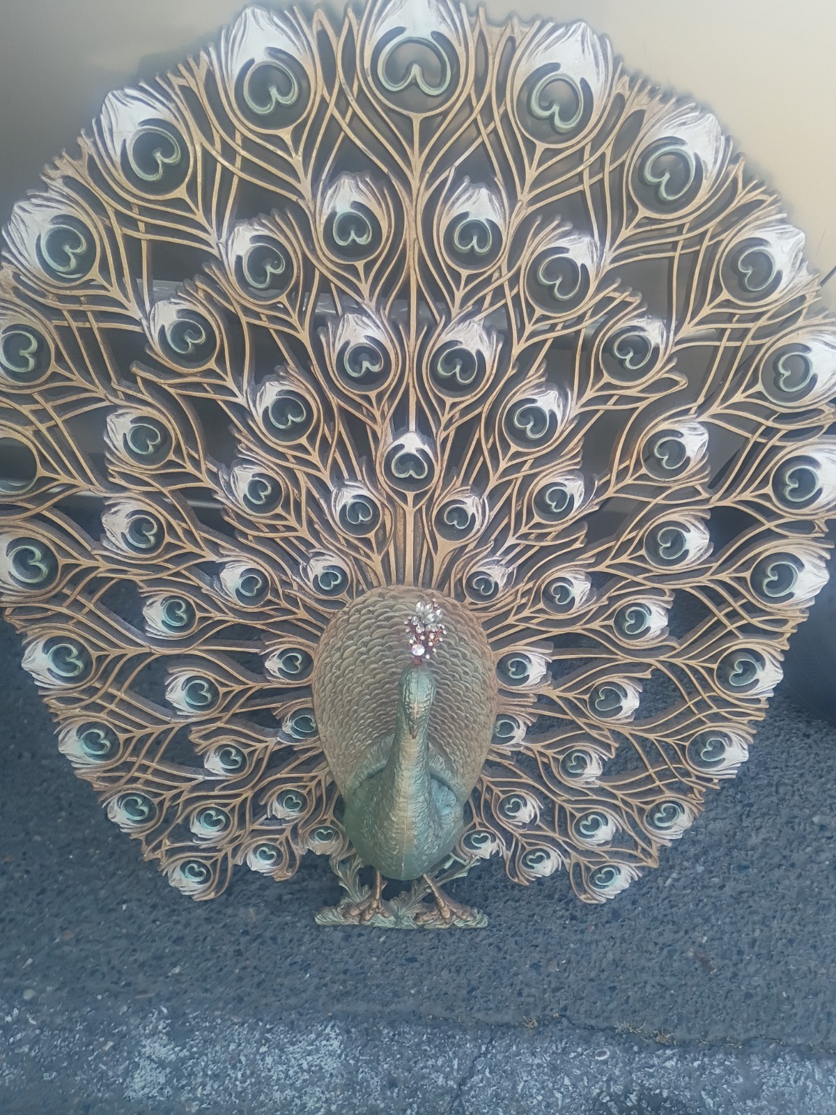 Rare Vintage 1960s MCM Burwood Peacock Wall Decor Size 30x34