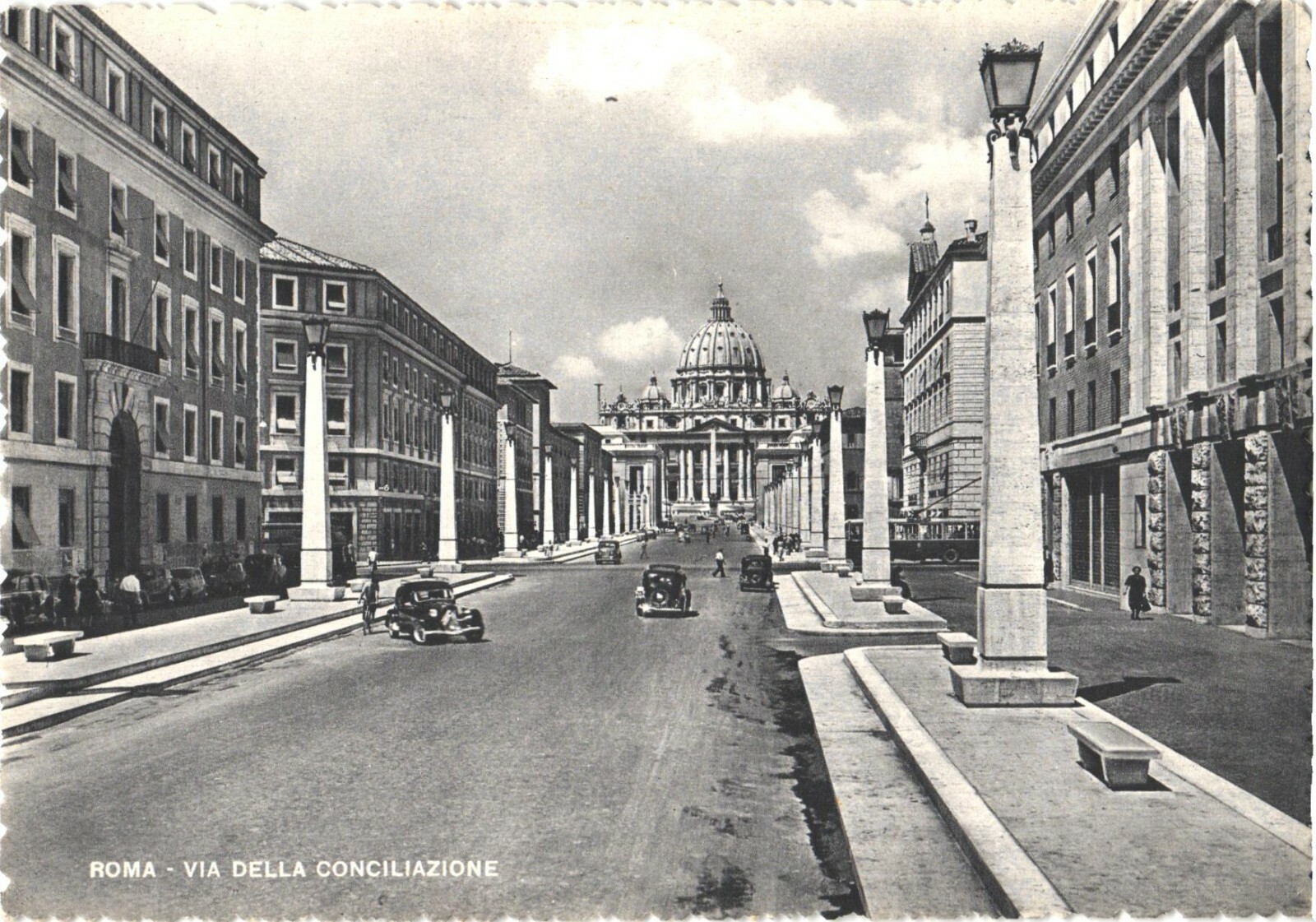 Rome Italy Via della Conciliazione St. Peter's Basilica RPPC Real Photo Postcard