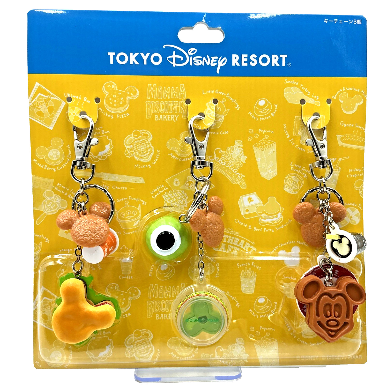 Tokyo Disney Resort Food Keychains Set Mickey Mike Wazowski Set of 3