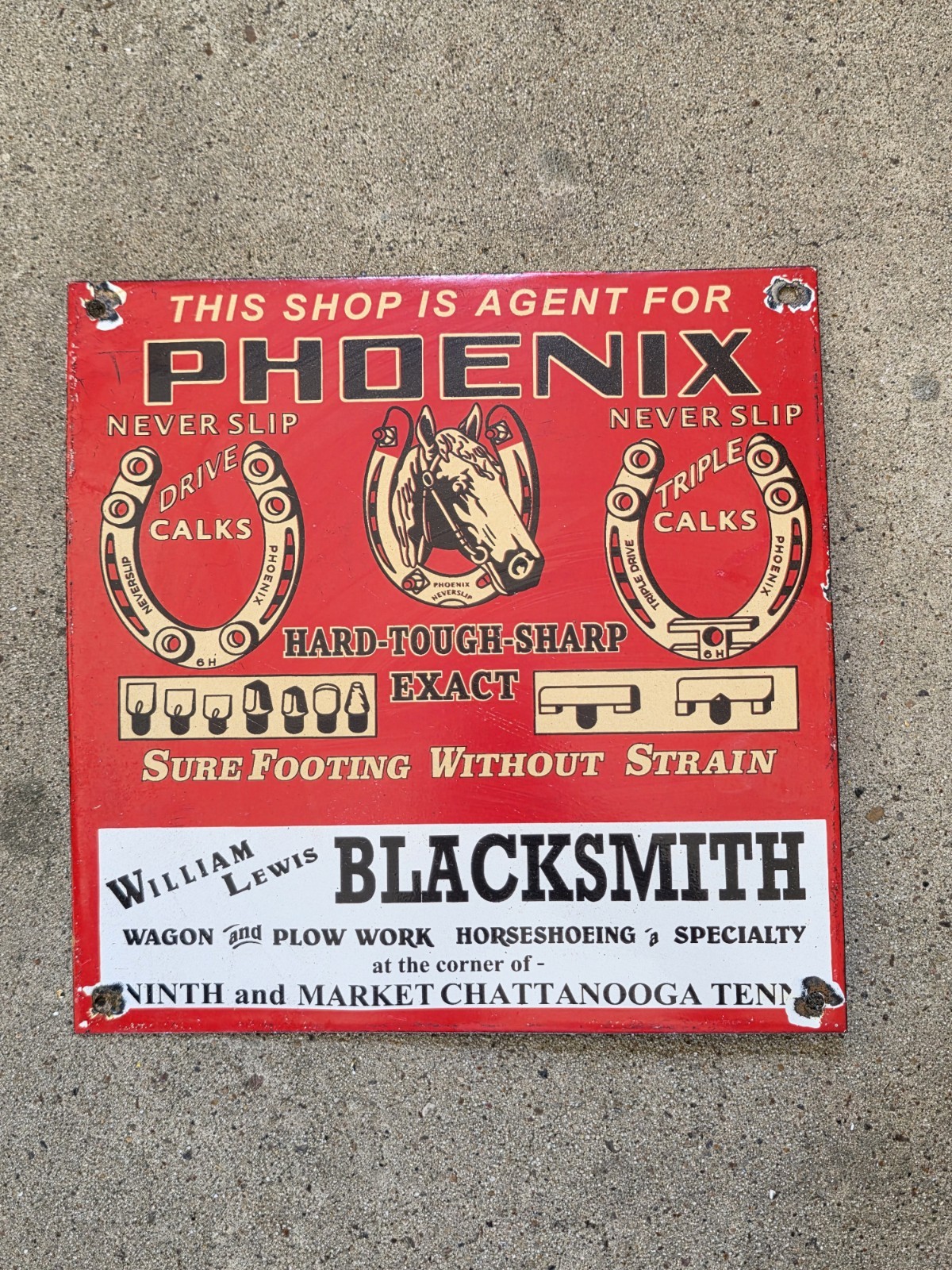  VINTAGE 1950'S PHOENIX NEVER SLIP HORSESHOE PORCELAIN SIGN  10