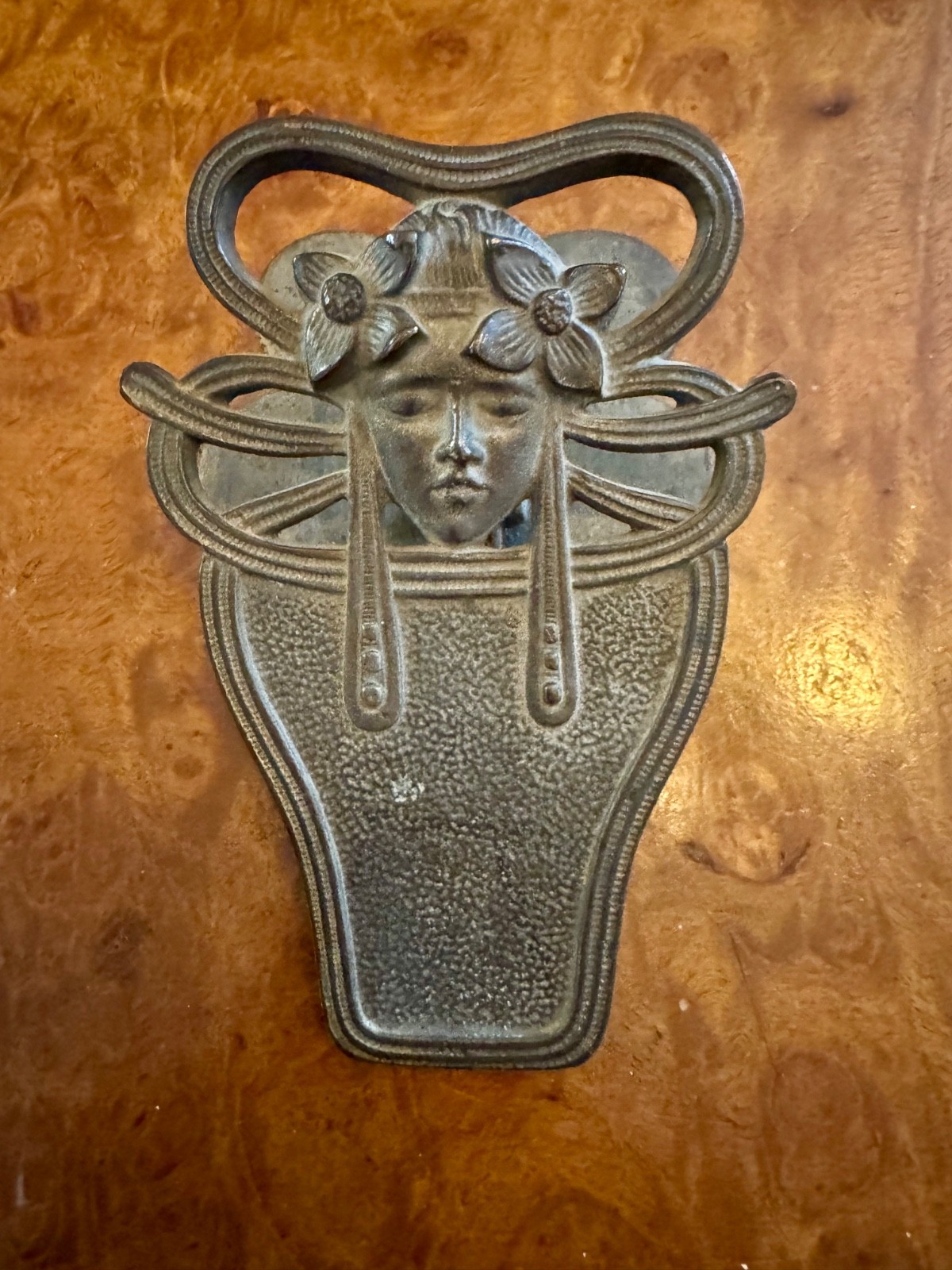 JUDD CAST IRON Art Deco Woman face Flowers PAPER LETTER DESK CLIP #5180