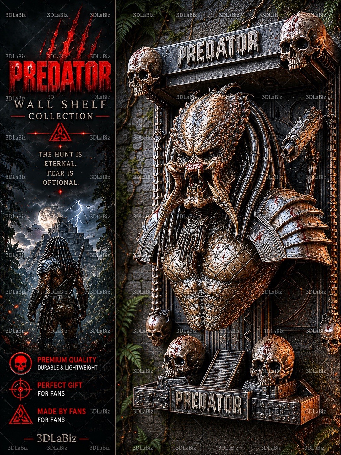Alien Vs Predator AVP Predator Hunter Like Wall Shelf Collectible Art Decor