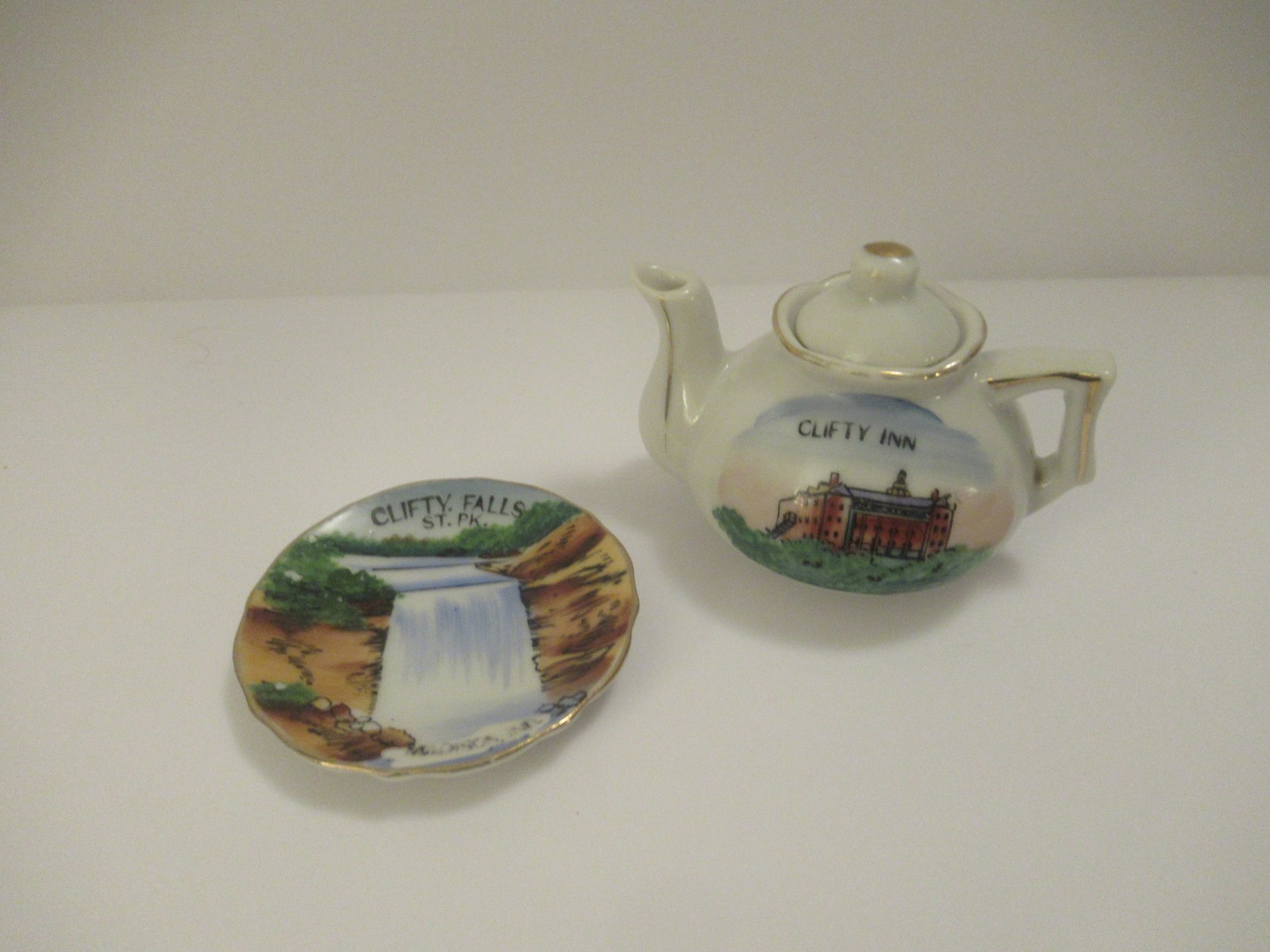 Clifty Falls, Madison Indiana Collectible China Plate & Clifty Inn Mini Teapot