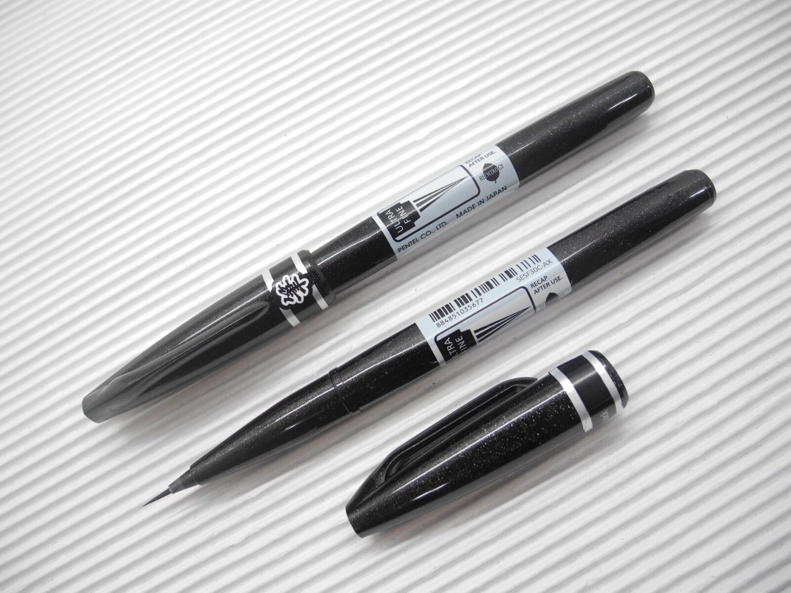 Black 5pcs NEW Pentel SESF30C Ultra Fine Brush Sign Pen Artist (Made in Japan)