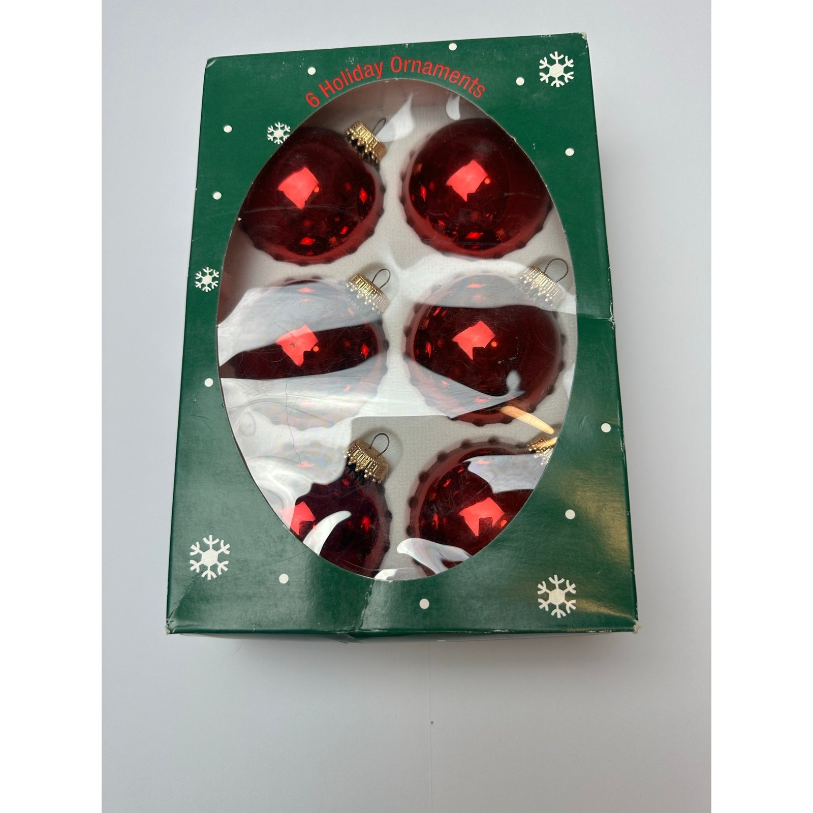 Vintage 2001 Christmas by Krebs December Red Glass Christmas Ornaments
