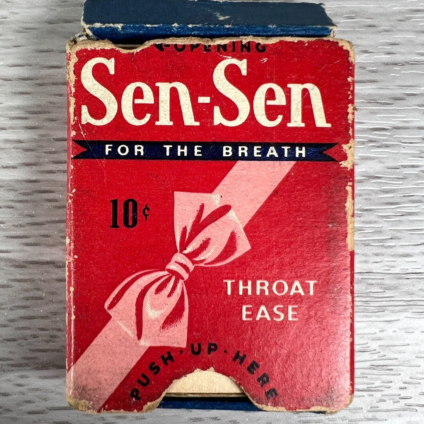 Vtg Sen-Sen Confection Throat Ease For the Breath Sliding Box Old Advertising