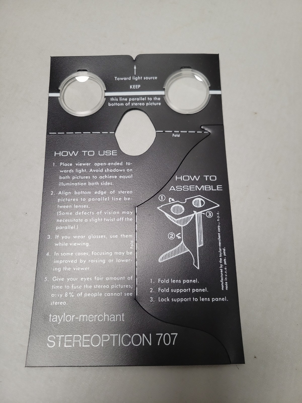 Stereopticon 707 Foldable Stereo Viewer By Taylor-Merchant USA 