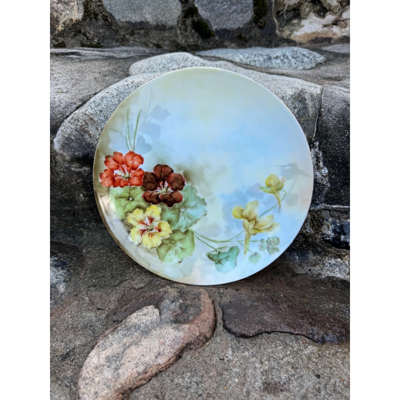 Antique Thomas Sevres Bavaria Hand Painted Floral Porcelain Plate Nasturtiums 8