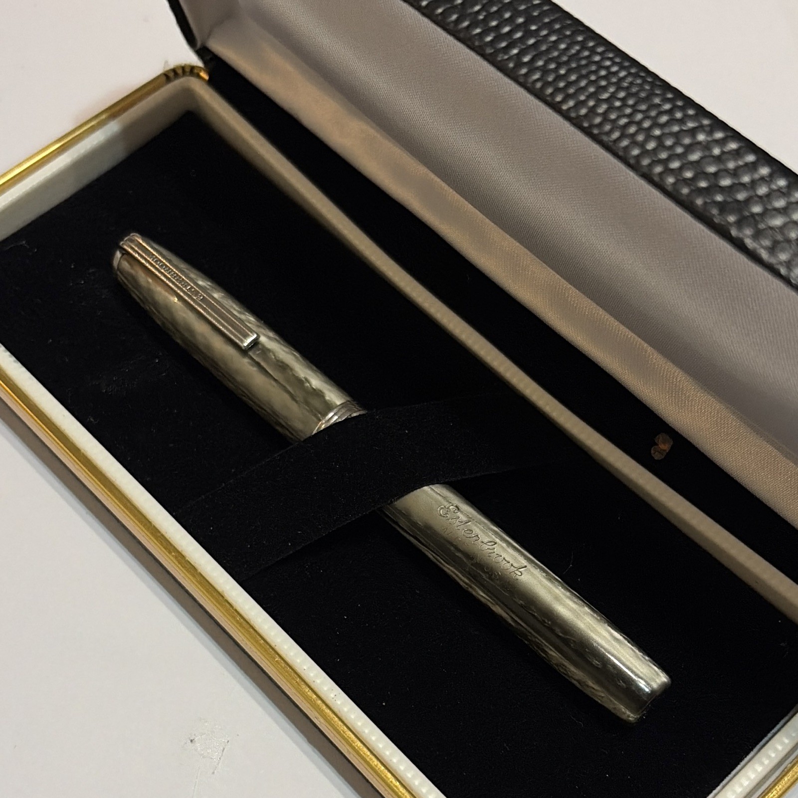 Vintage Easterbrook Fountain Pen.  Grey/Black Marbled Finish.  Rare ‘Bury’ nib.