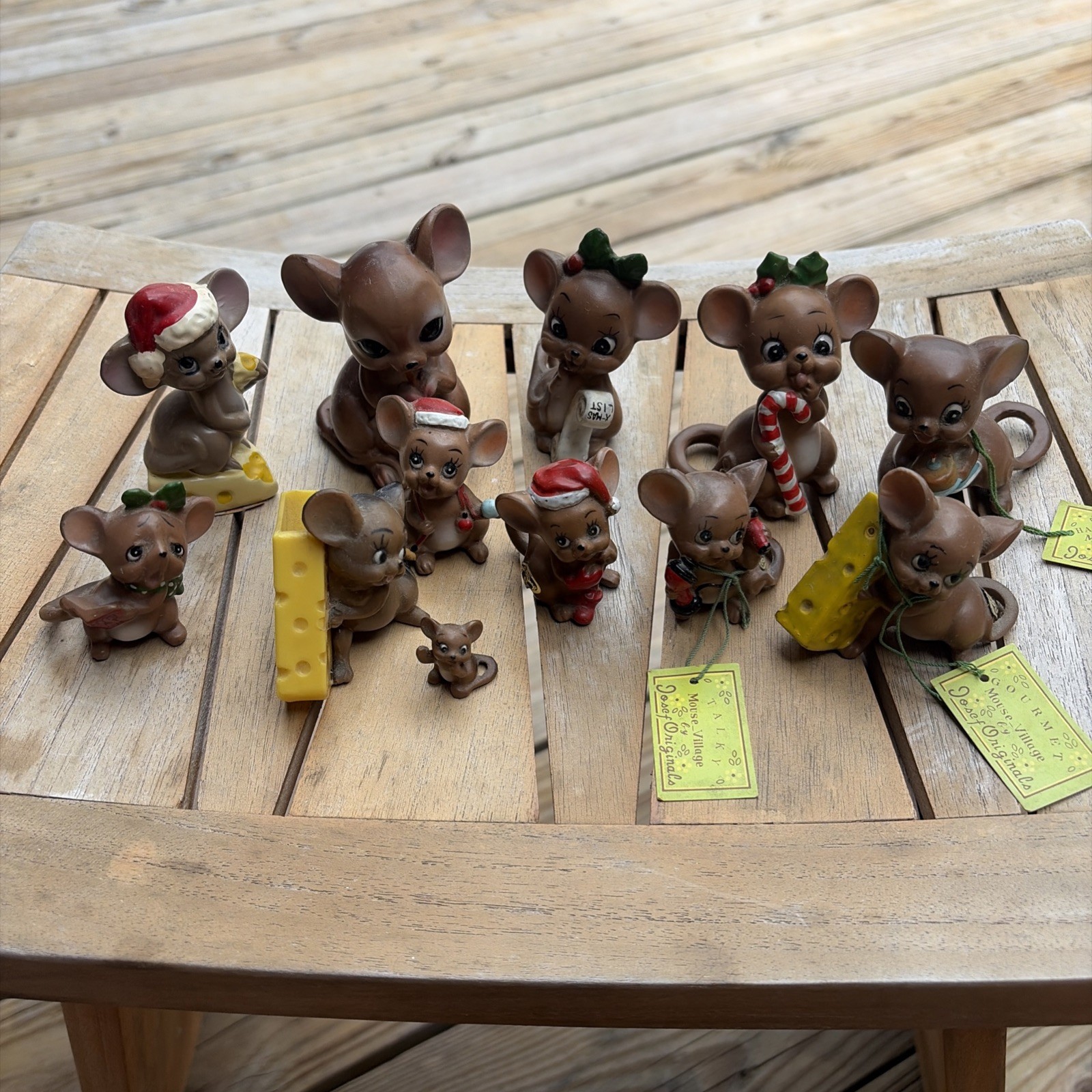 Vintage Lot X12 Josef Originals Mouse Mice Figurines Village Bone China Japan