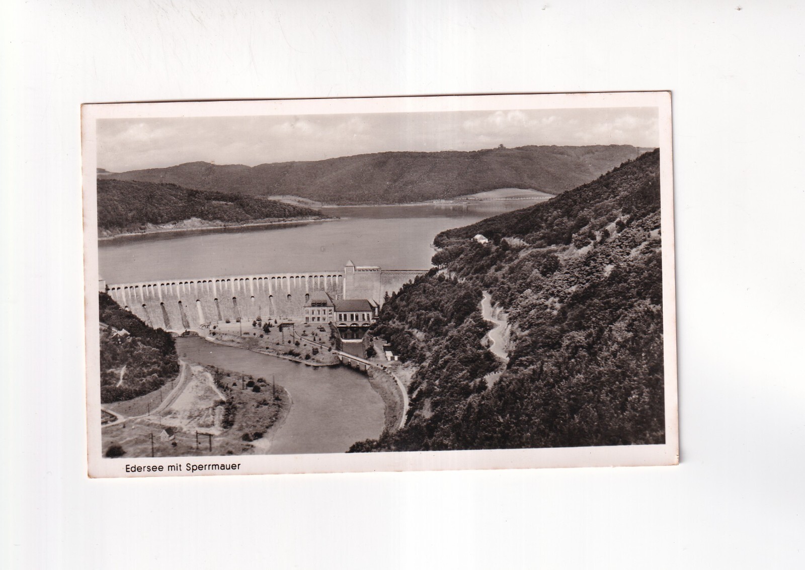 6734) Postcard EDERSEE with barrier wall - old B/W PHOTO AK
