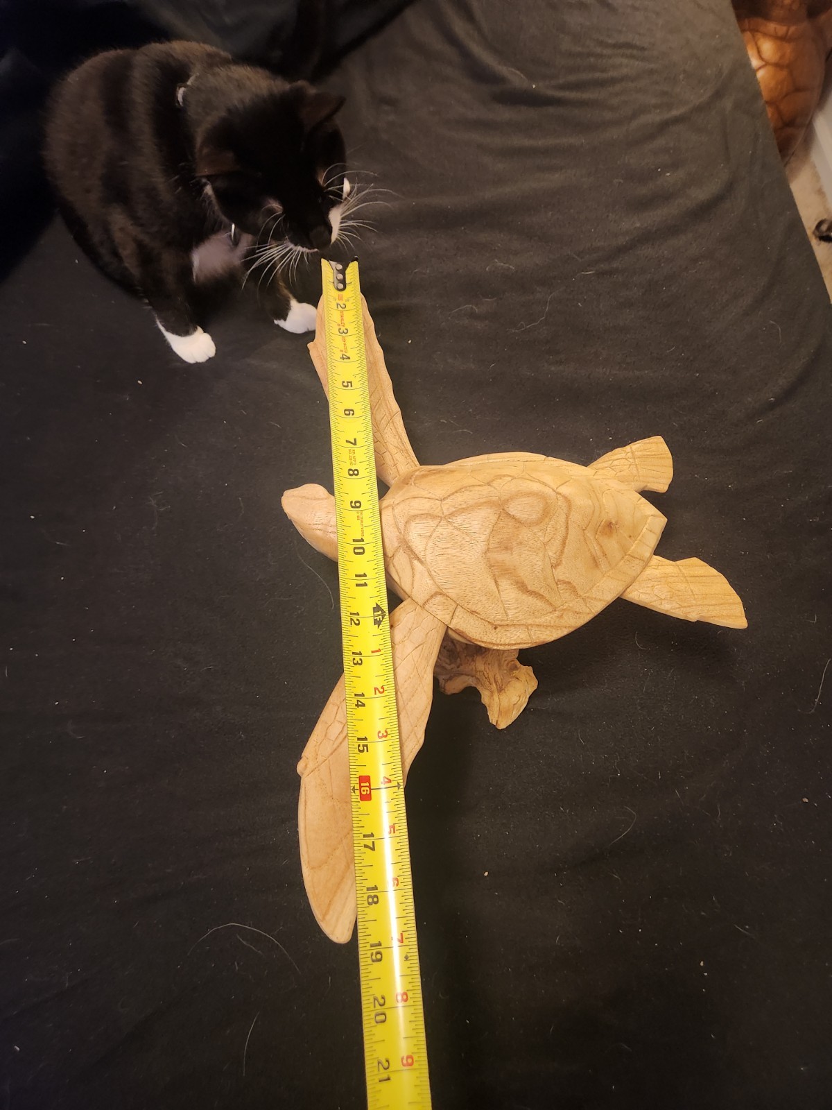 Large Wooden Hand Carved Sea Turtle (Unfinished)