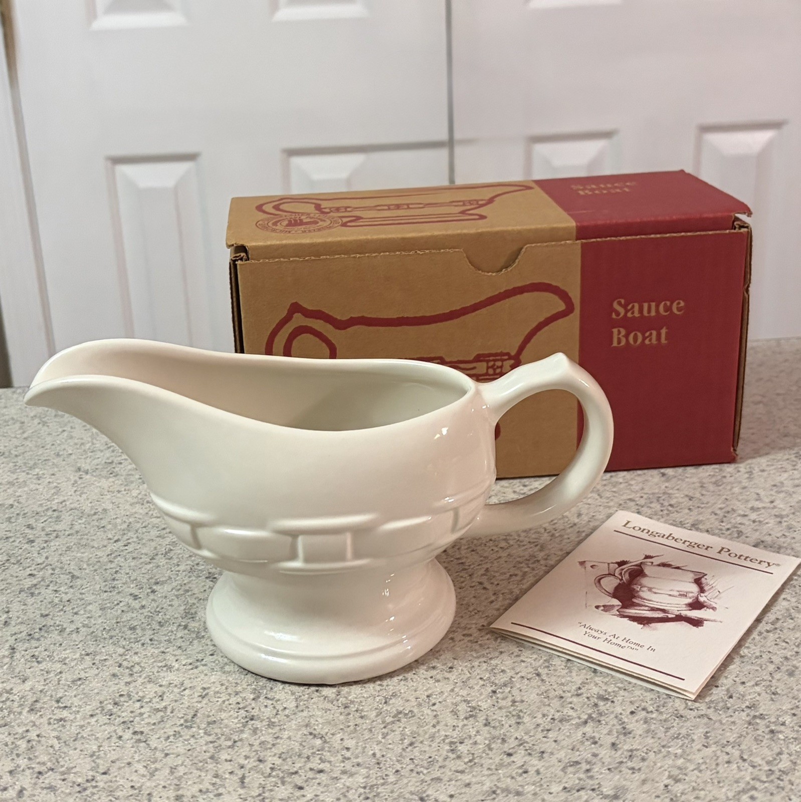 Longaberger Woven Traditions Pottery Classic Ivory Gravy Sauce Boat New in Box
