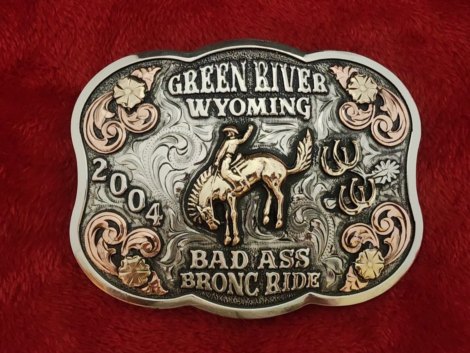 Rodeo Champion☆2004☆Bronc Riding TROPHY BUCKLE☆Green River Wyoming☆RARE☆T54