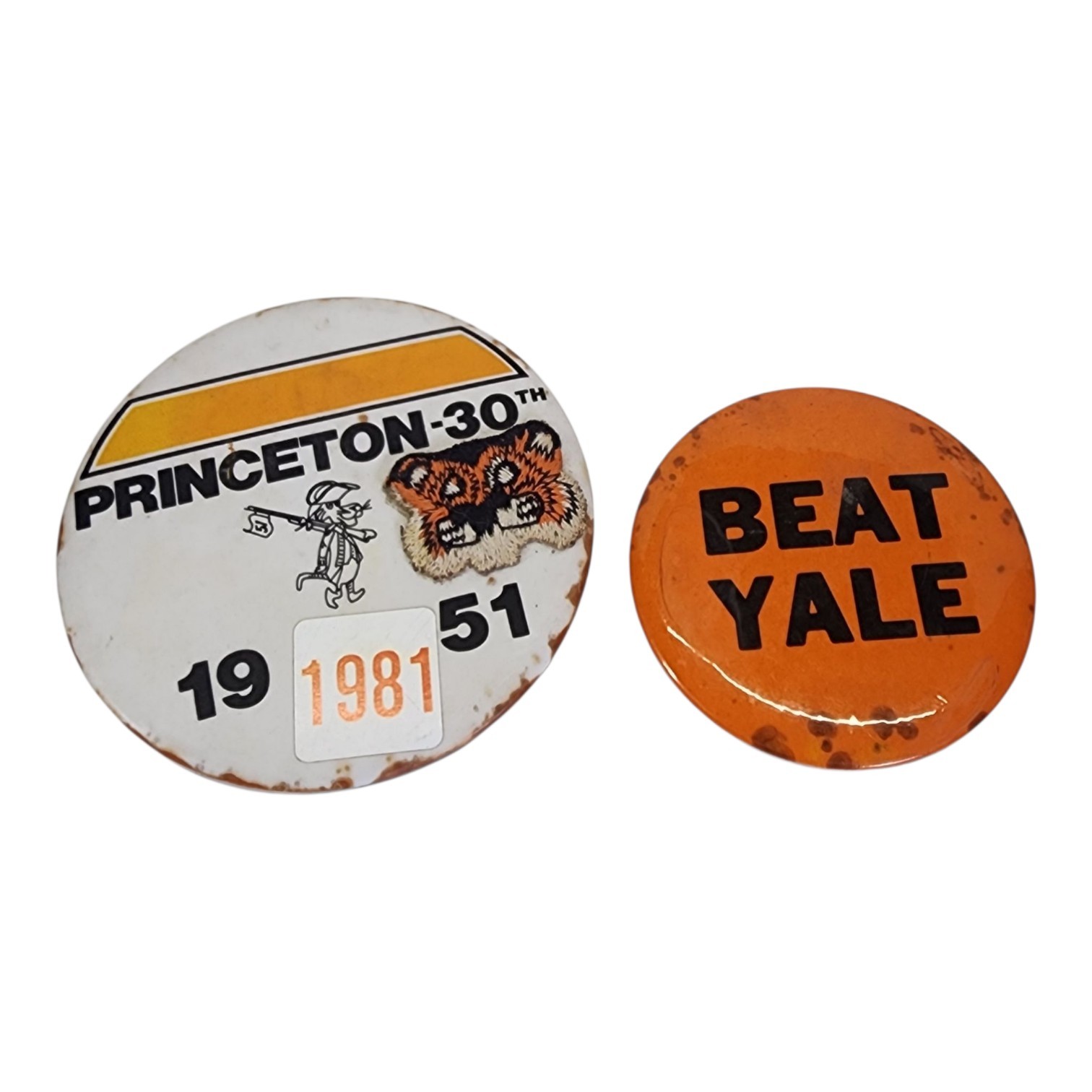 Vintage Pair Of Princeton Pins Beat Yale Ivy League 1940s 1951