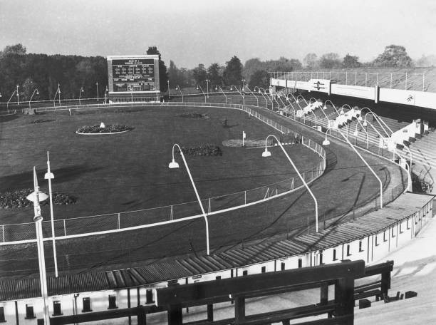 View of Catford Stadium its dog racing track at Catford in south L- Old Photo