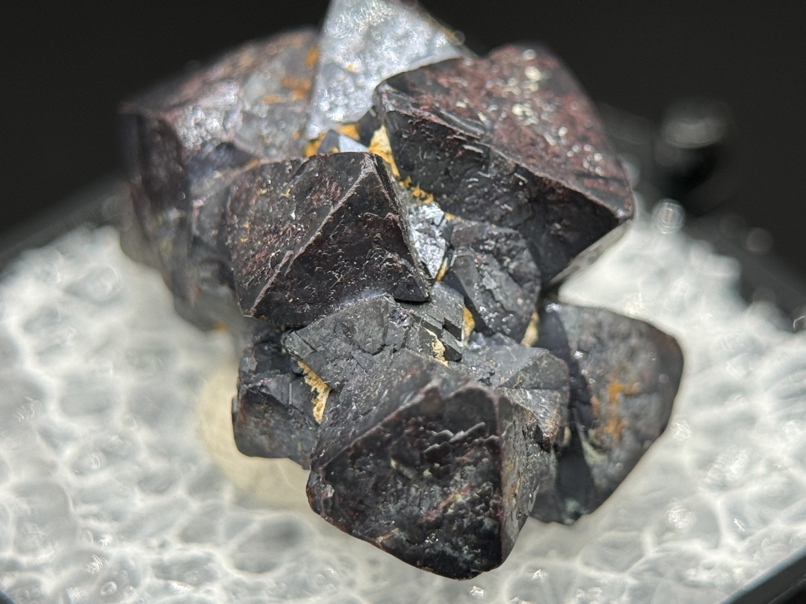 Wonderful group of adamantine metallic red CUPRITE xls from Altai Krai, Russia
