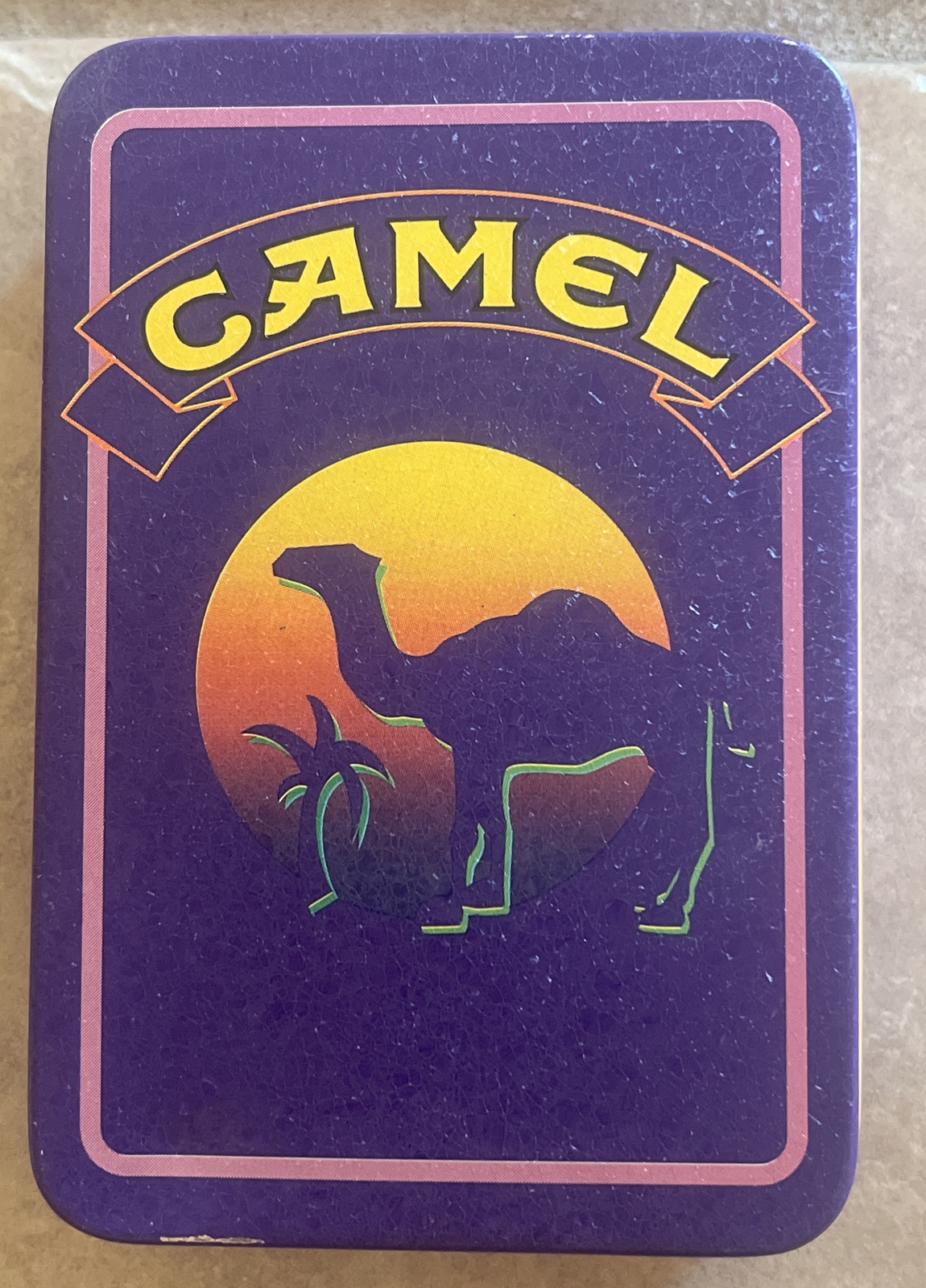 VTG Joe Camel Purple Tin Oasis Playing Cards Joes Palace Sealed Deck 1994 Ad Set