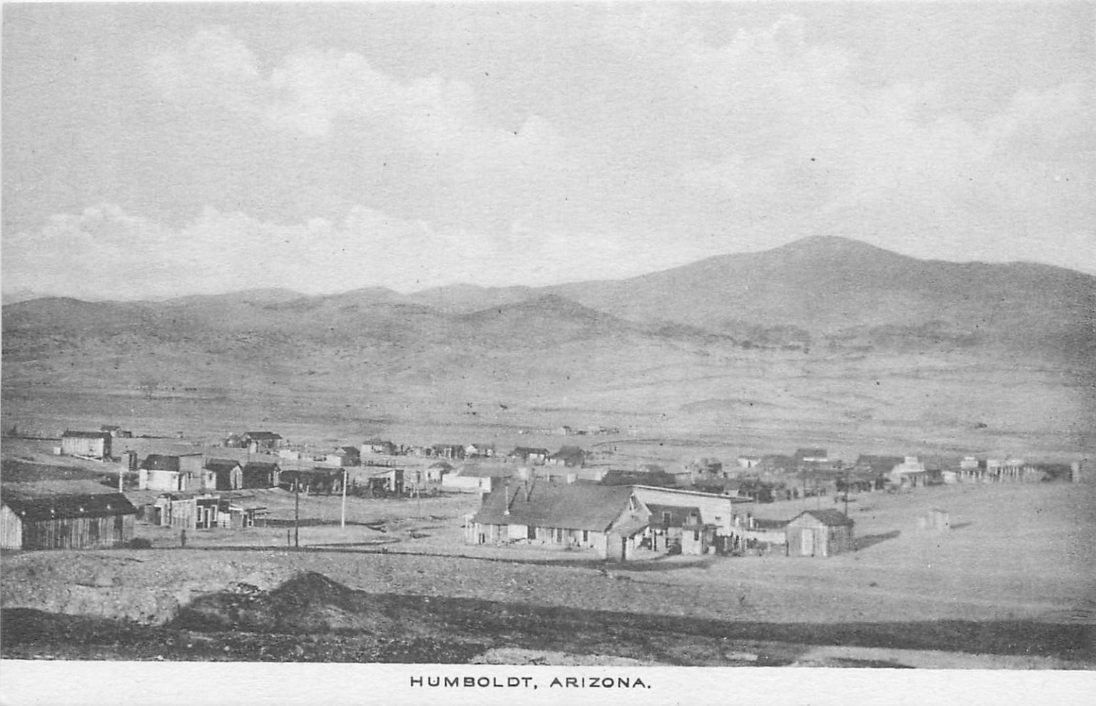 Humboldt Arizona Albertype Postcard Early 1900s Town View Mountains