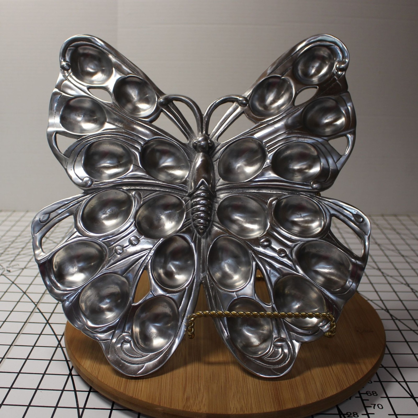 Arthur Court Butterfly Deviled Egg Holder Platter Aluminum 2007 w/ Original Box