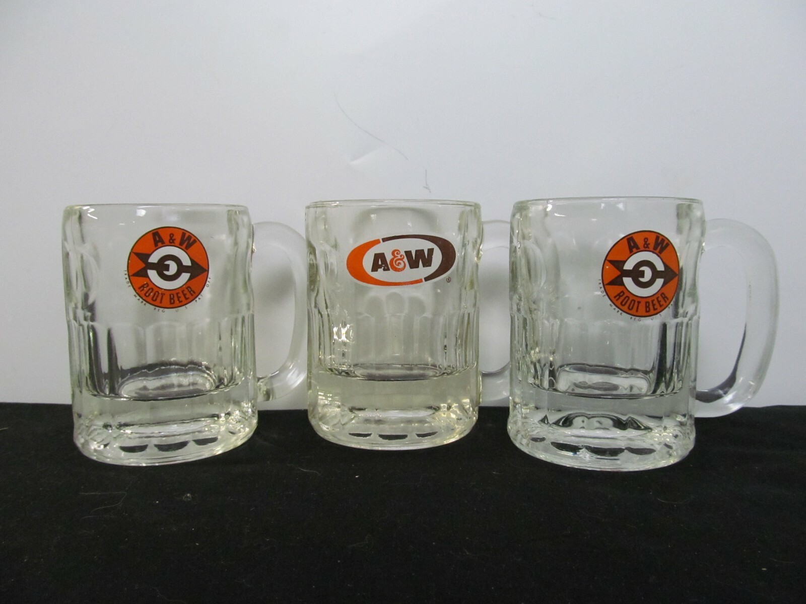 (3) Vintage A & W Heavy Glass Mugs 4.5\