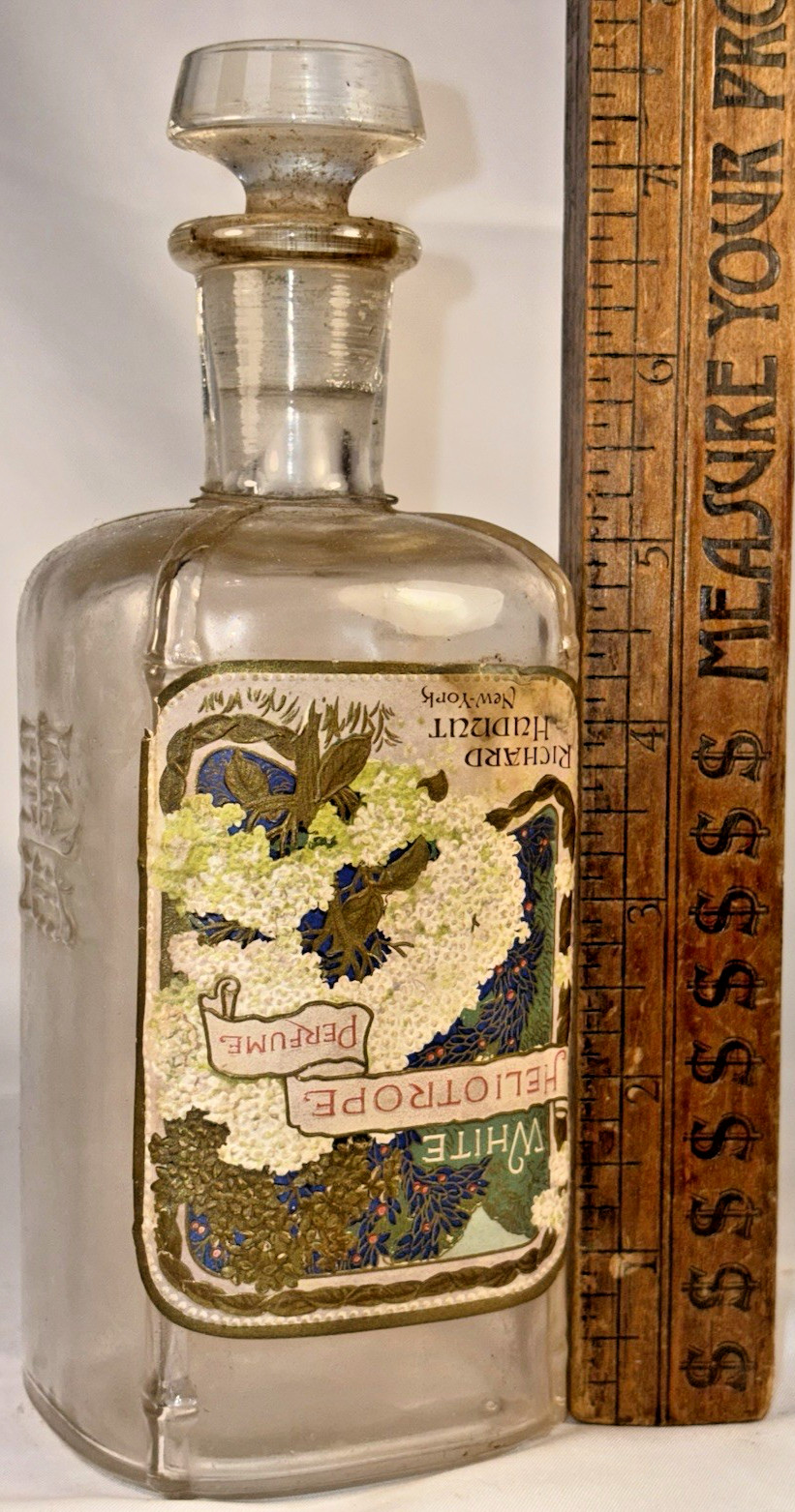 RARE 1880S RICHARD HUDNUT PERFUME JAPANESE YOKOHAMA EMBOSSED LABELED BOTTLE WOW