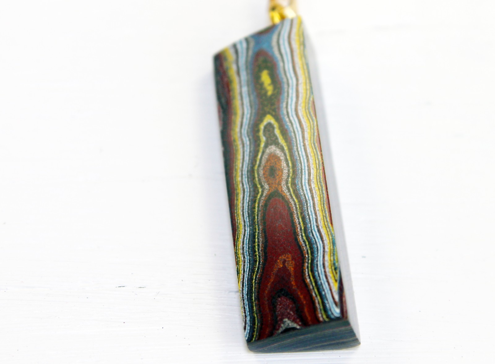 Fordite Necklace - Corvette Fordite - 37.22mm x 11.66mm x 7.47mm (N-135)