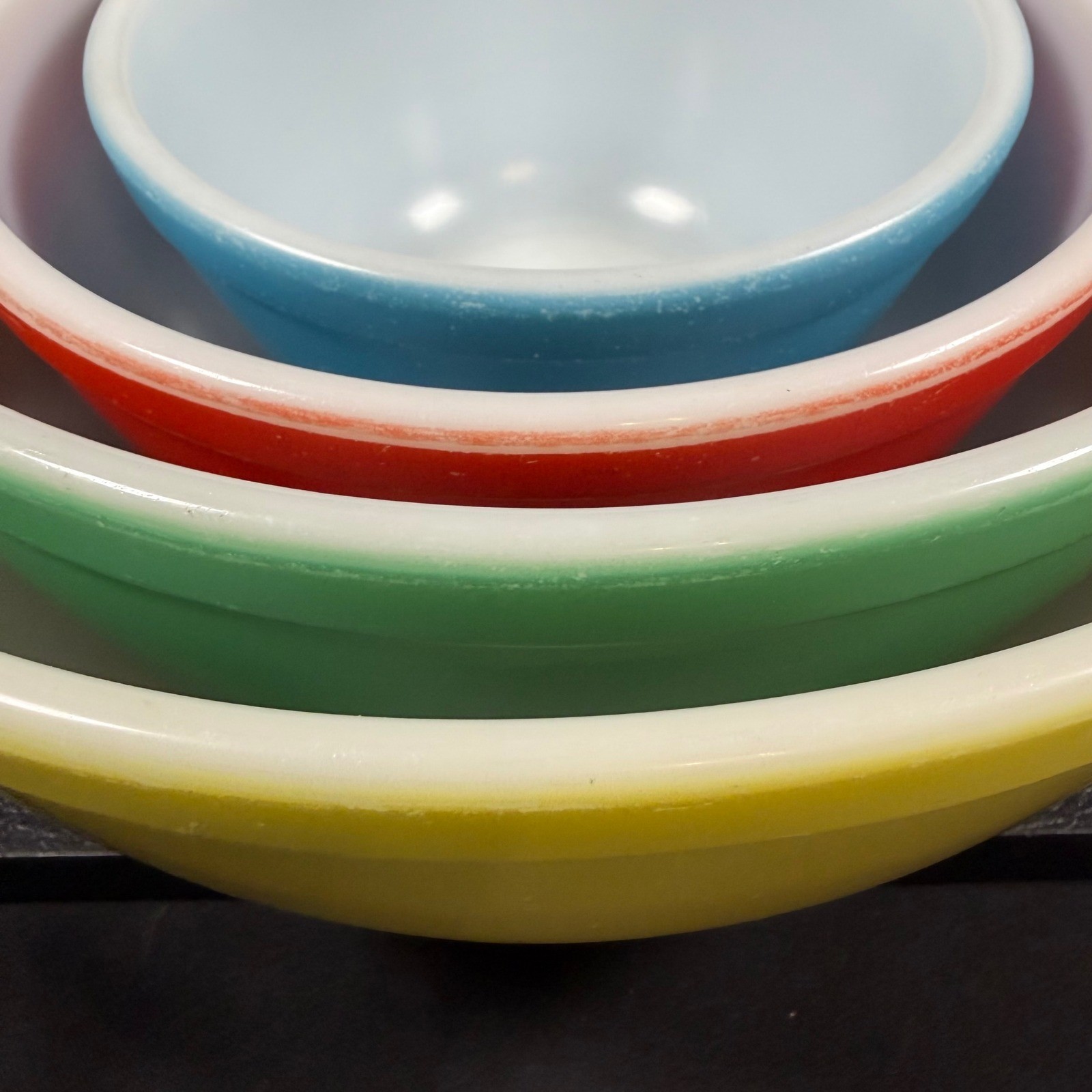 Pyrex Primary Colors Mixing Bowl Set 401 402 403 404 Vintage Milk Glass 4pc
