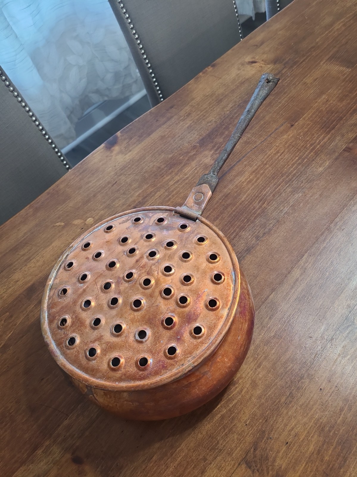 VTG/Antique Copper Vented Chestnut Roaster Sauce Pan Bed Warmer 10\