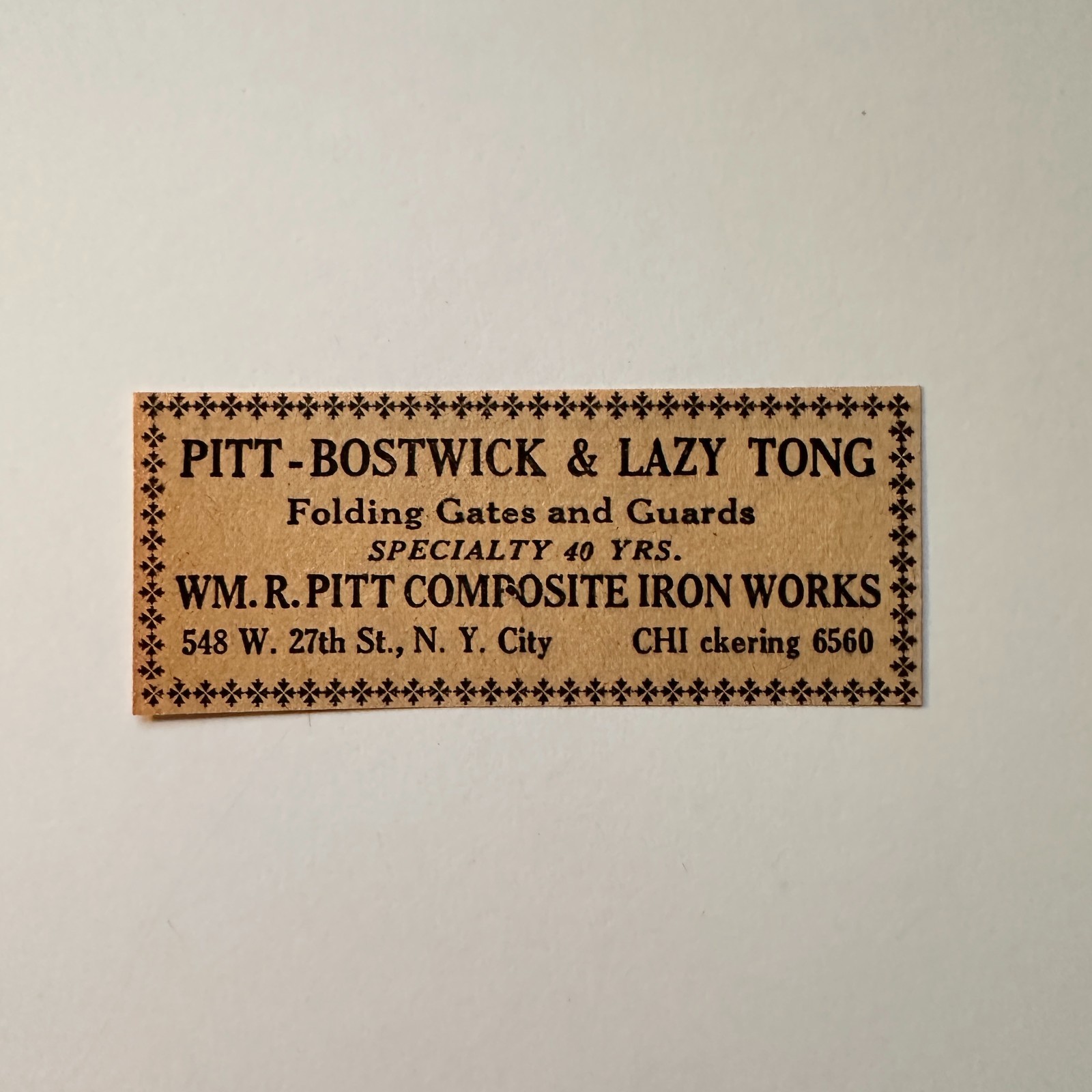 Wm R Pitt Composite Iron Works Pitt-Bostwick & Lazy Tong NYC 1929 Ad 4AF2-S24