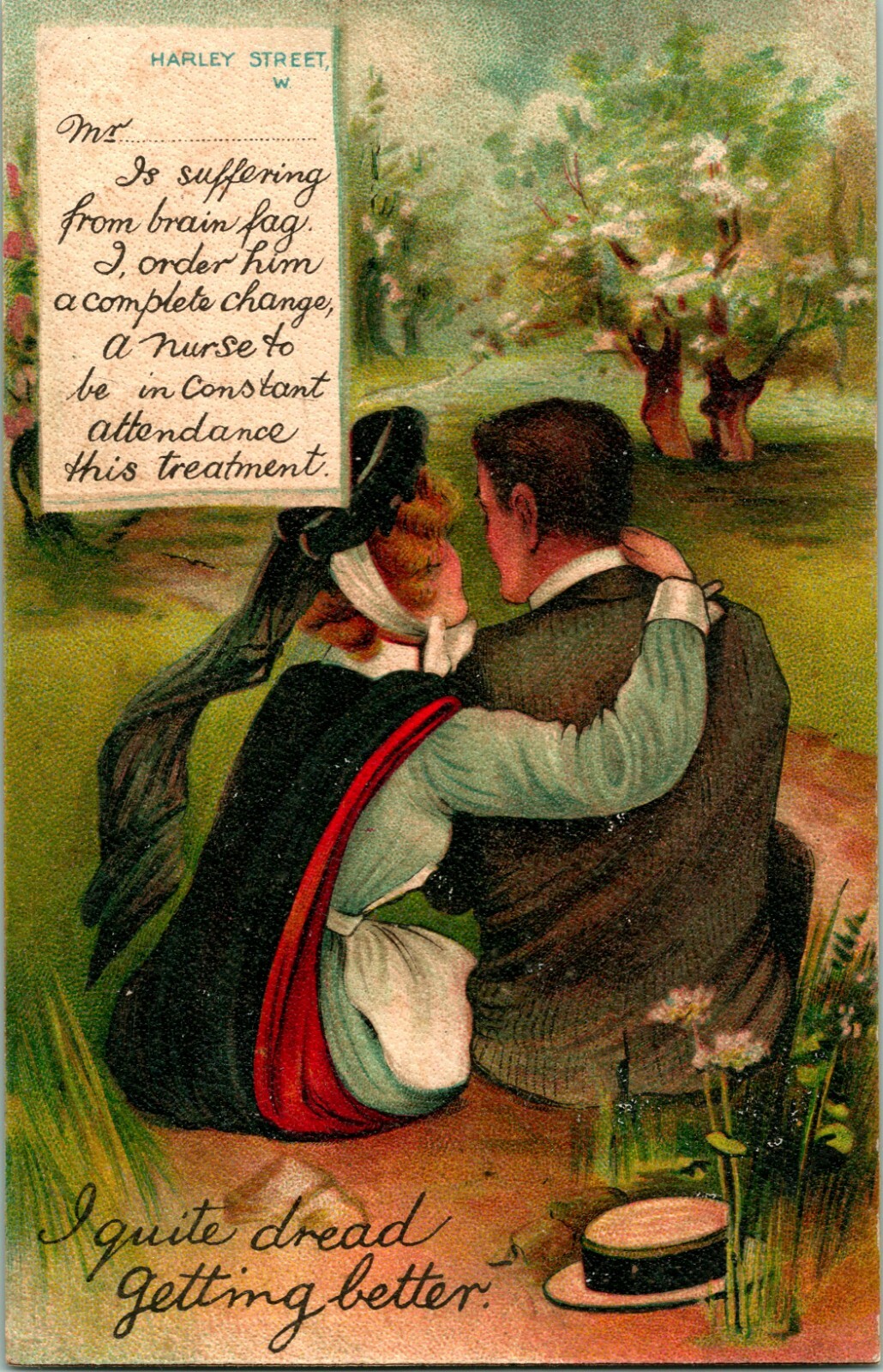 Vintage 1920s Novelty Post Card Funny Doctors Note: So Far the Cure is Immense
