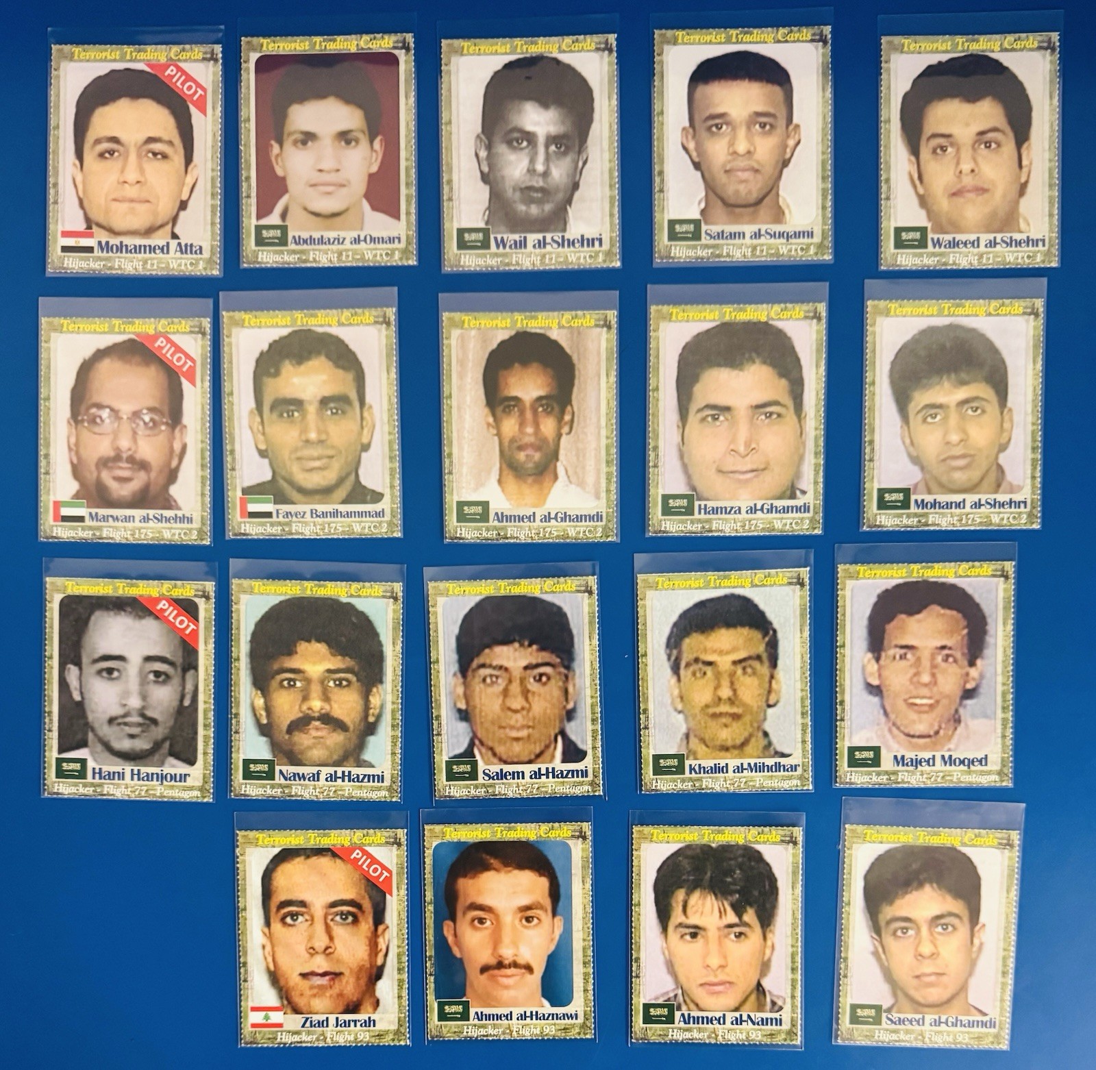 Terrorist Historical Cards 9/11 Twin Towers Hijackers History Set 2012 Sept.